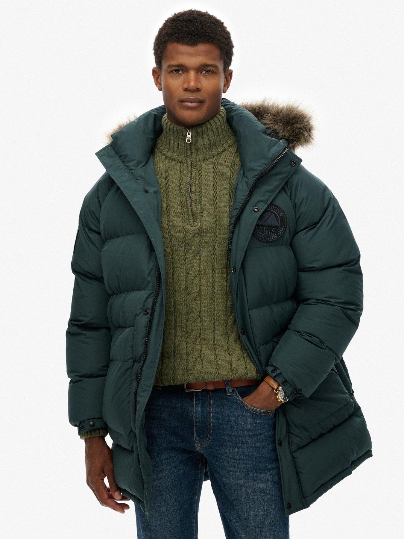 Superdry Everest Longline Baffle Coat - Dark Green