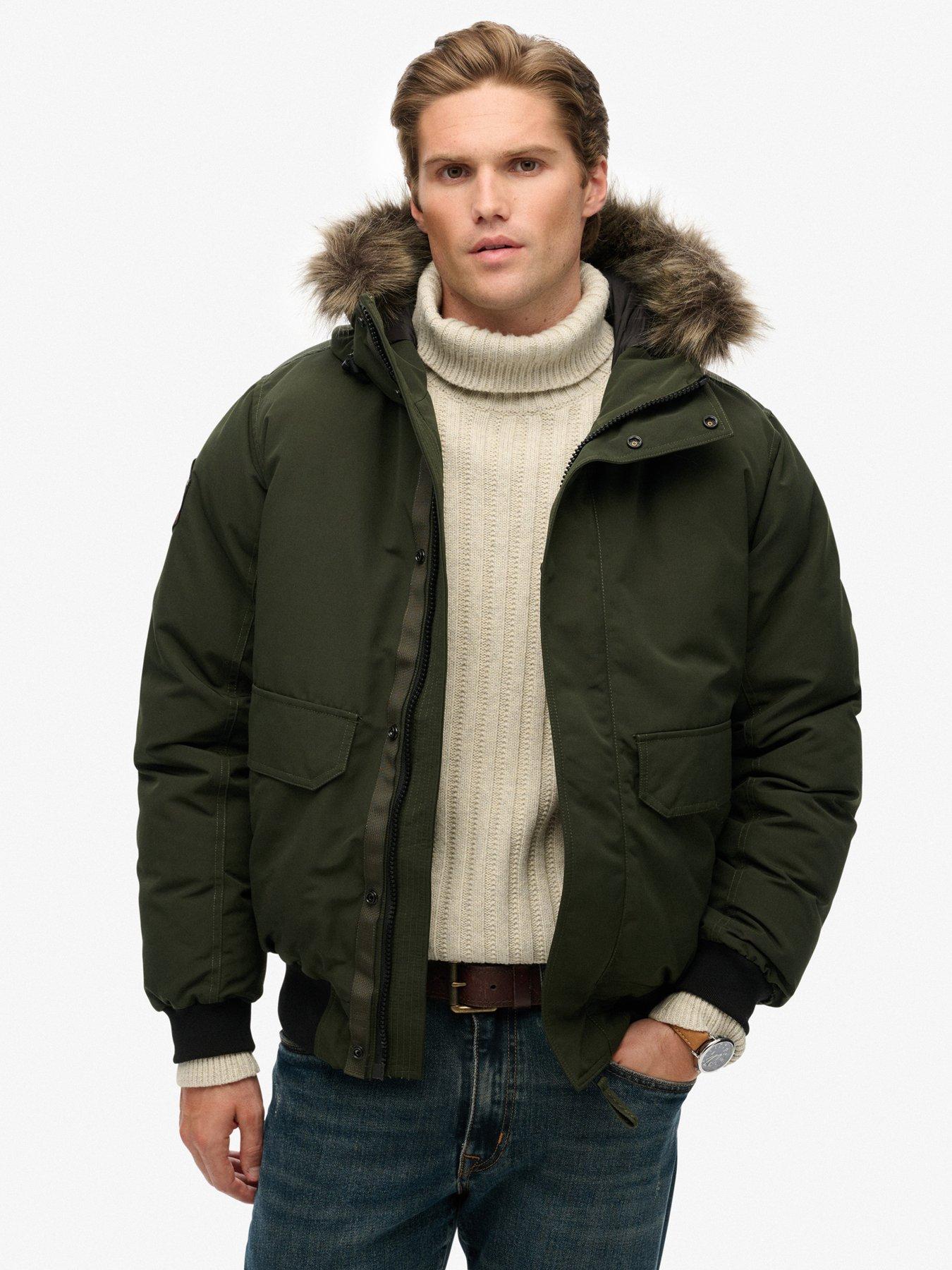 Superdry Everest Faux Fur Bomber Jacket - Dark Green