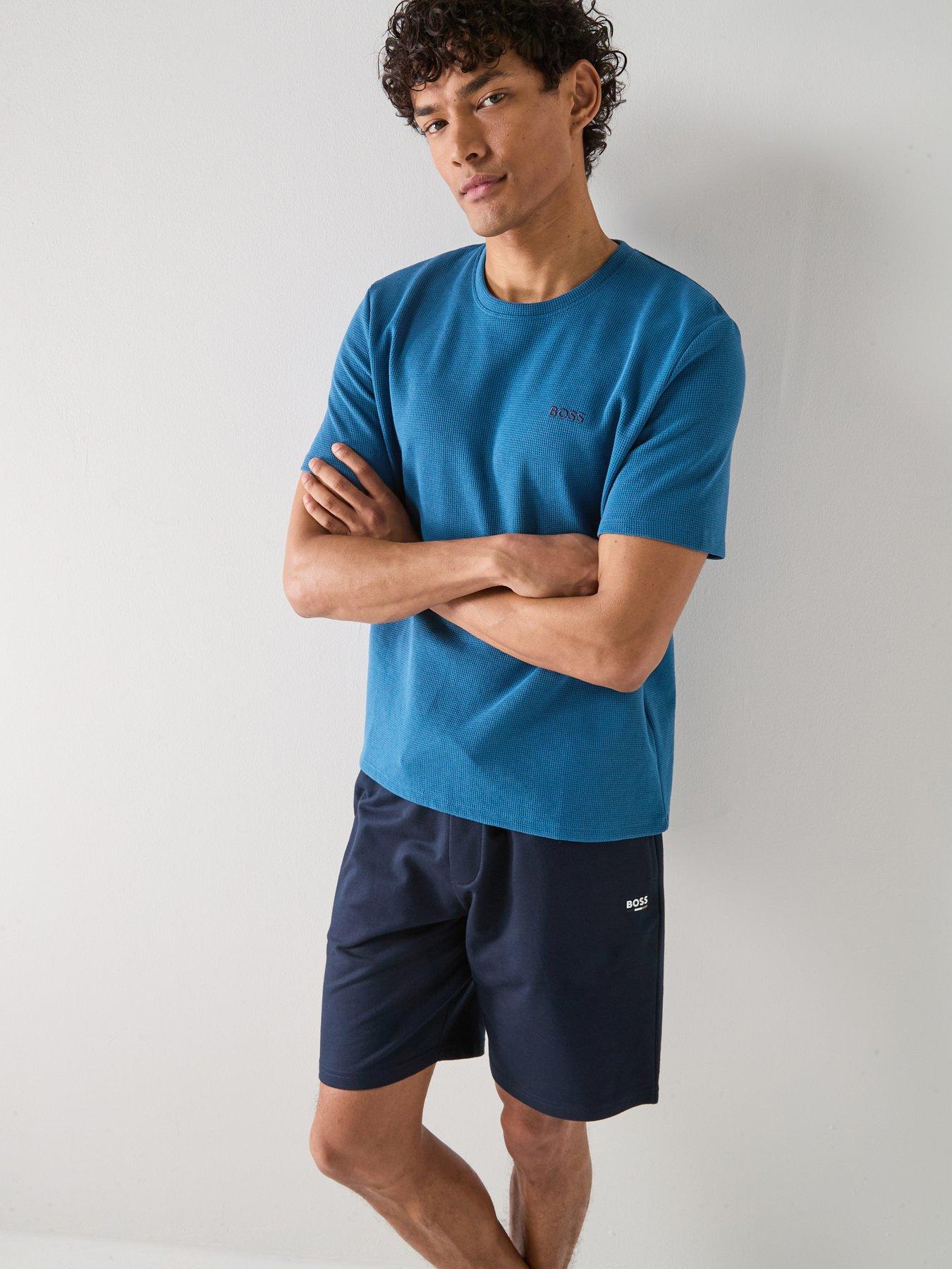 BOSS Regular Fit Waffle Loungewear T-Shirt - Blue