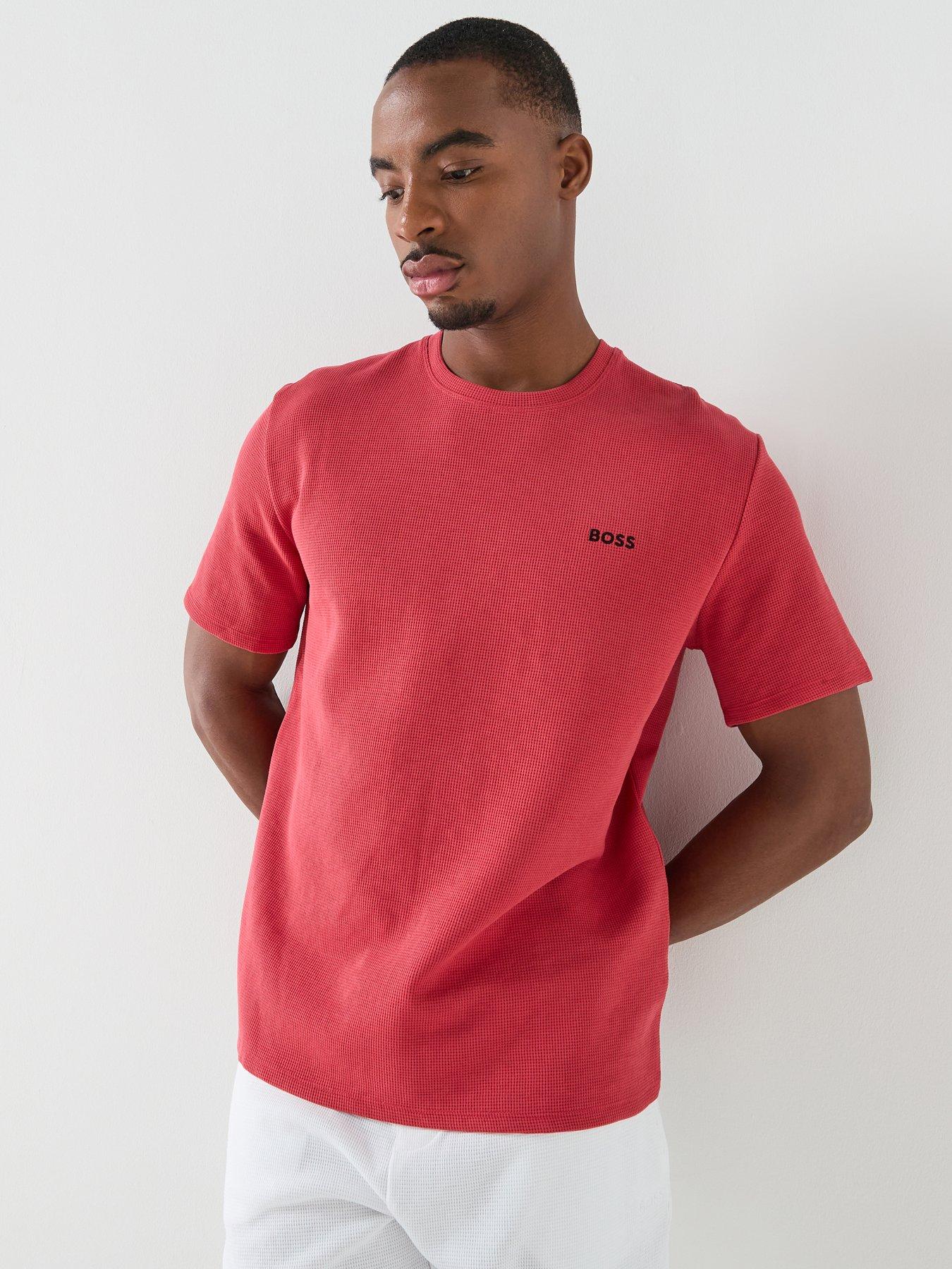 Boss Regular Fit Waffle Loungewear T-Shirt - Red