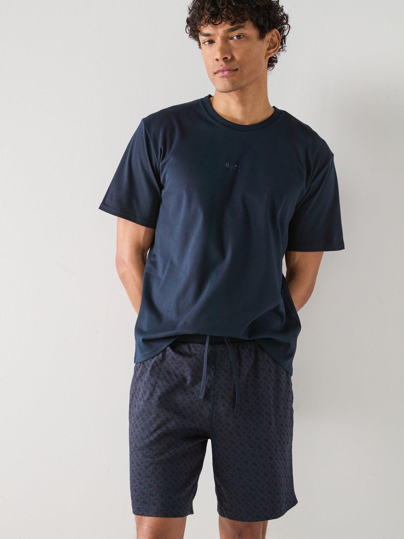 BOSS Relax Monogram Shorts Pyjama Set - Navy