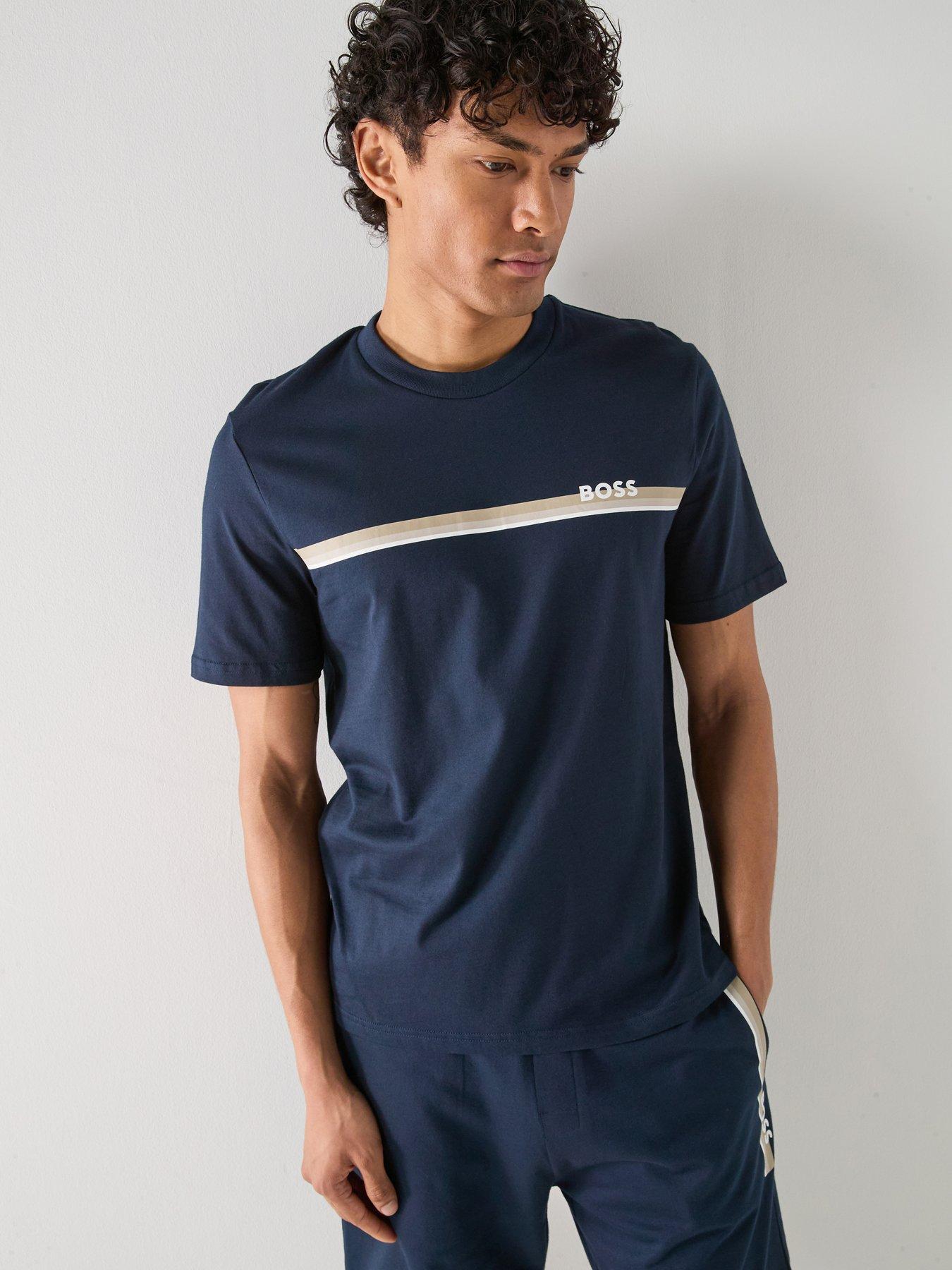 BOSS Authentic Linear Chest Logo Loungewear T-Shirt - Navy