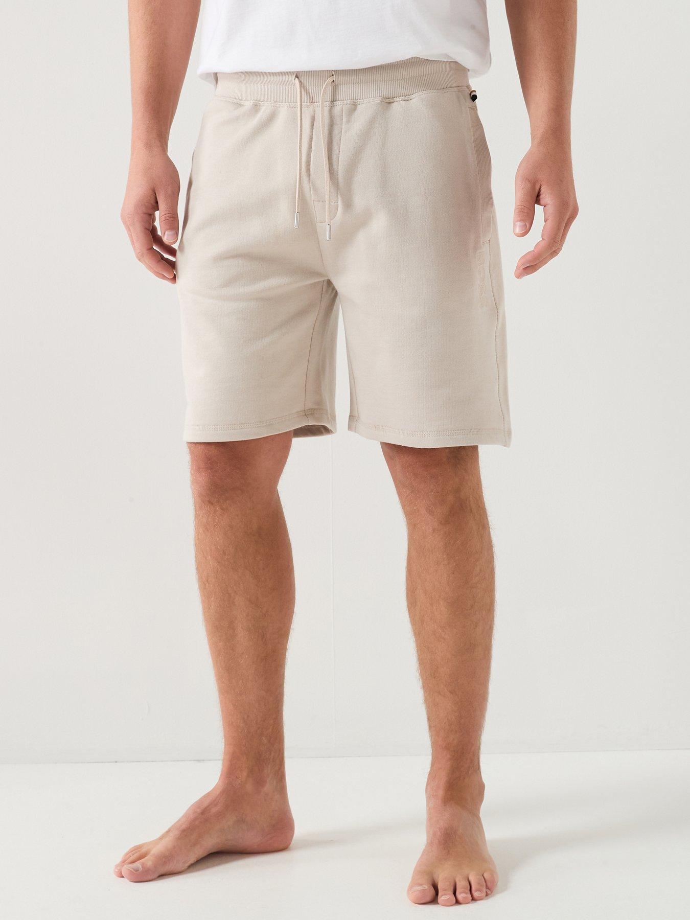 BOSS Fashion Embroidered Tonal Logo Loungewear Shorts - Light Beige