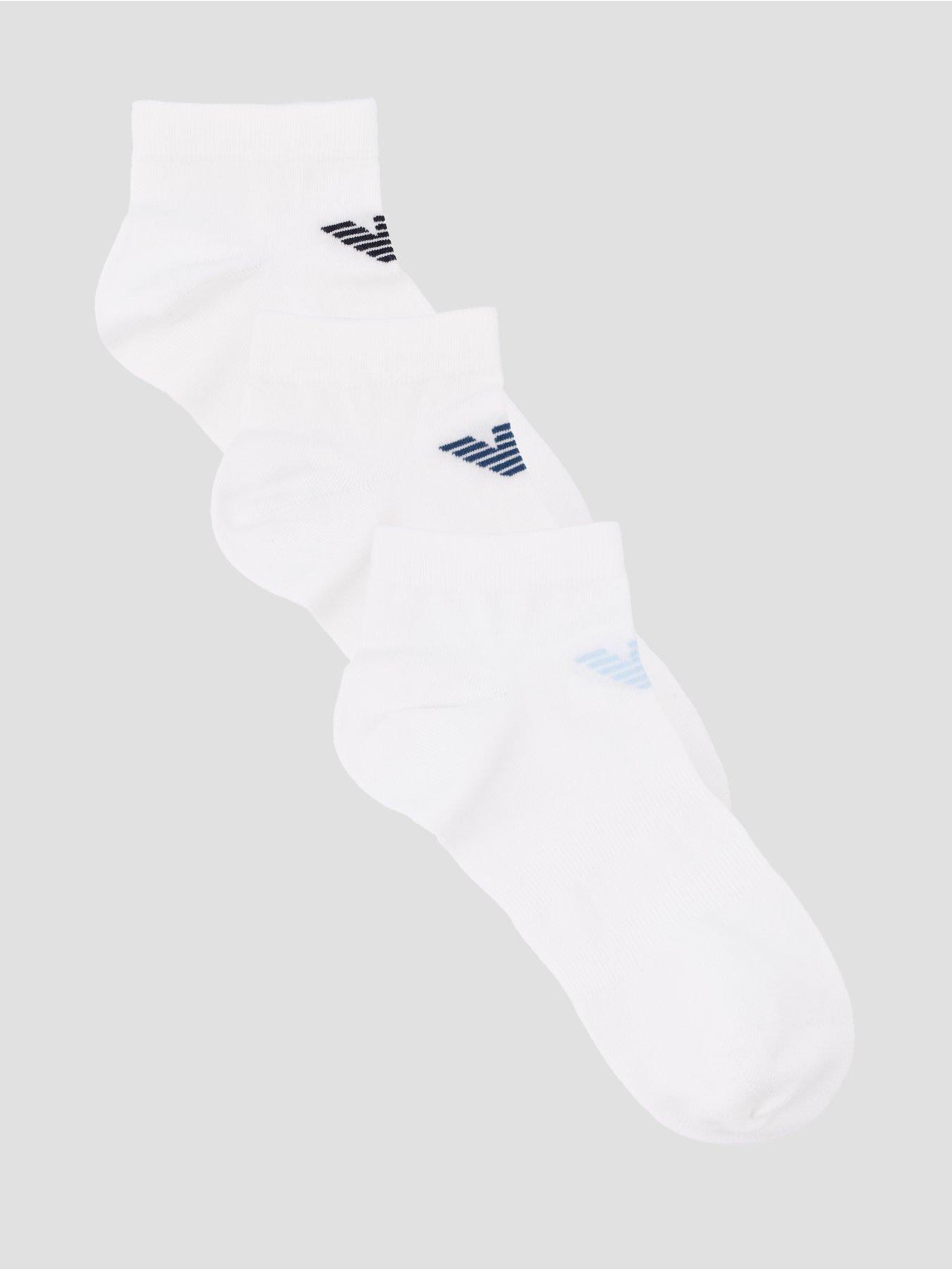 Emporio Armani Bodywear 3 Pack Eagle Trainer Liner Socks - White