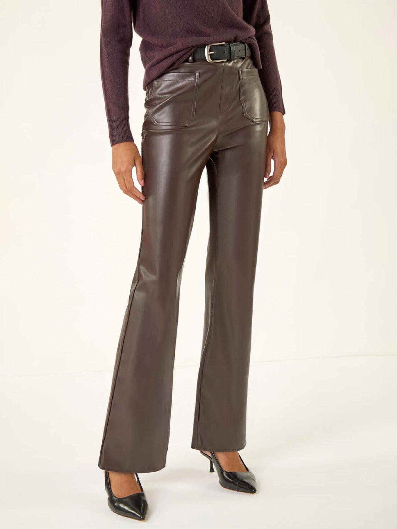 Roman Pu Bootcut Full Length Trouser, Brown, Size 14, Women
