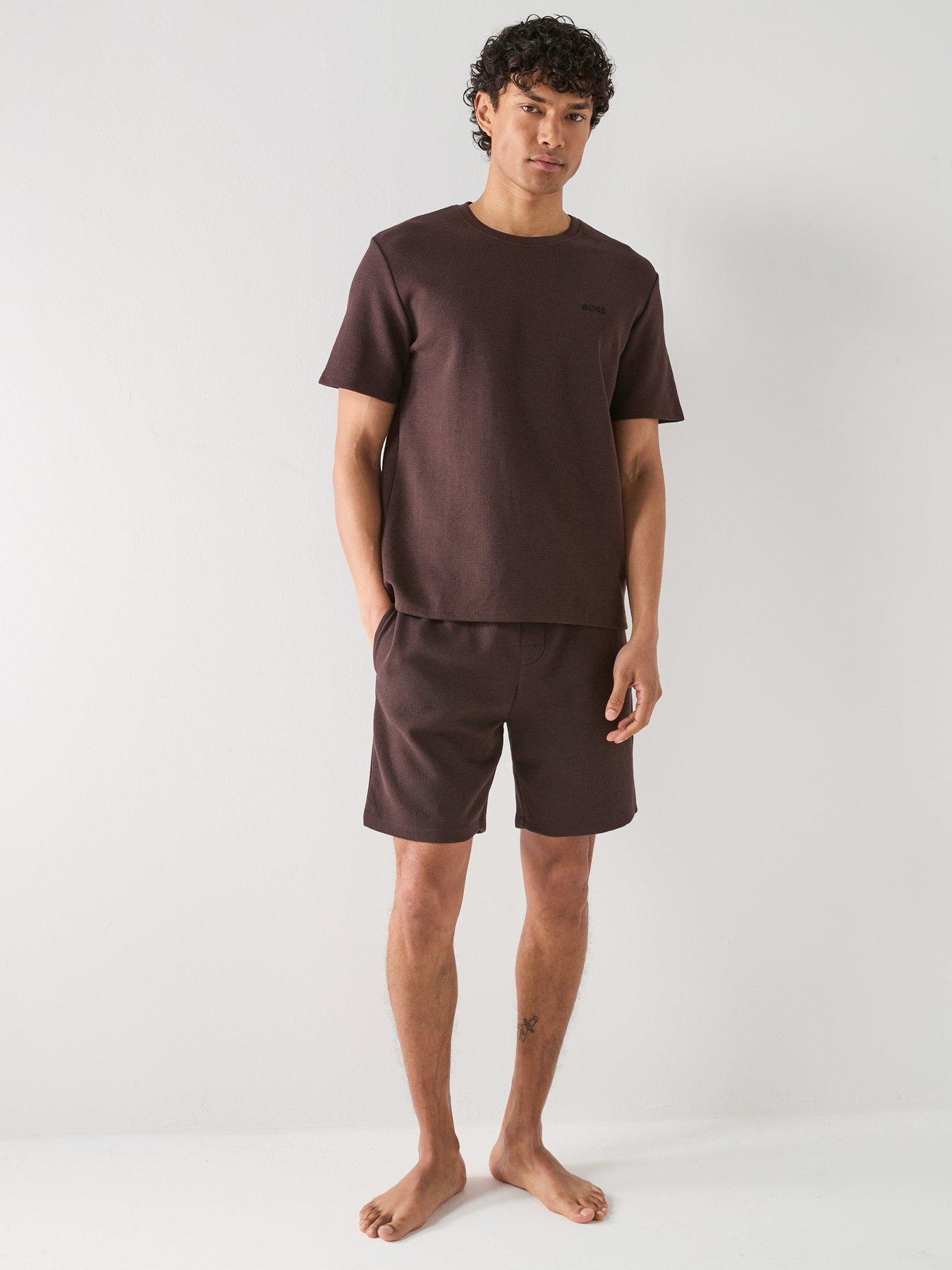 Image 3 of 4 of BOSS Waffle Loungewear Shorts - Brown