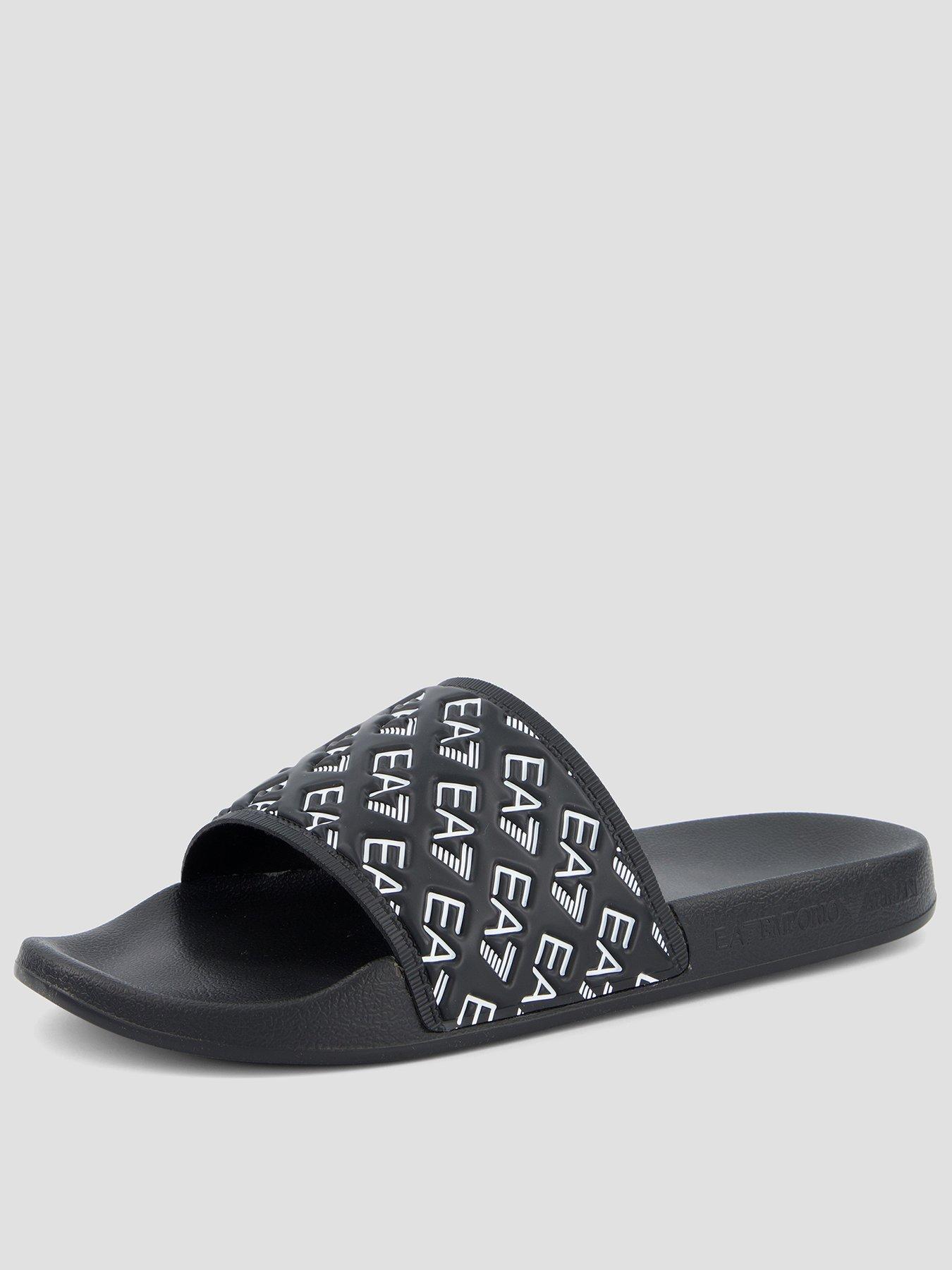 Image 1 of 7 of EA7 Emporio Armani All Over Logo Slider - Black