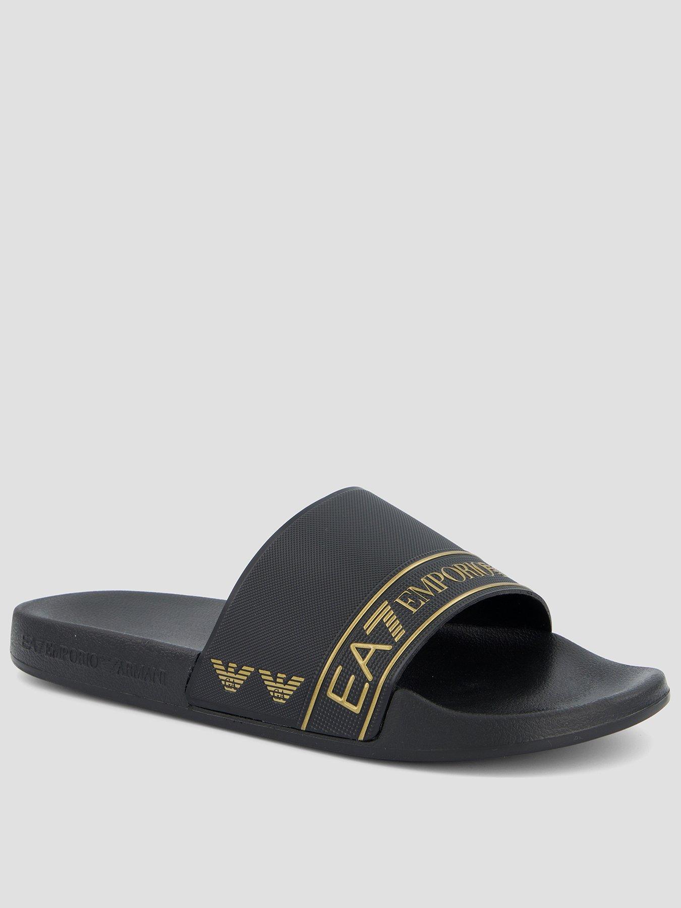 EA7 Emporio Armani Taped Logo Slider, Gold, Size 42, Men