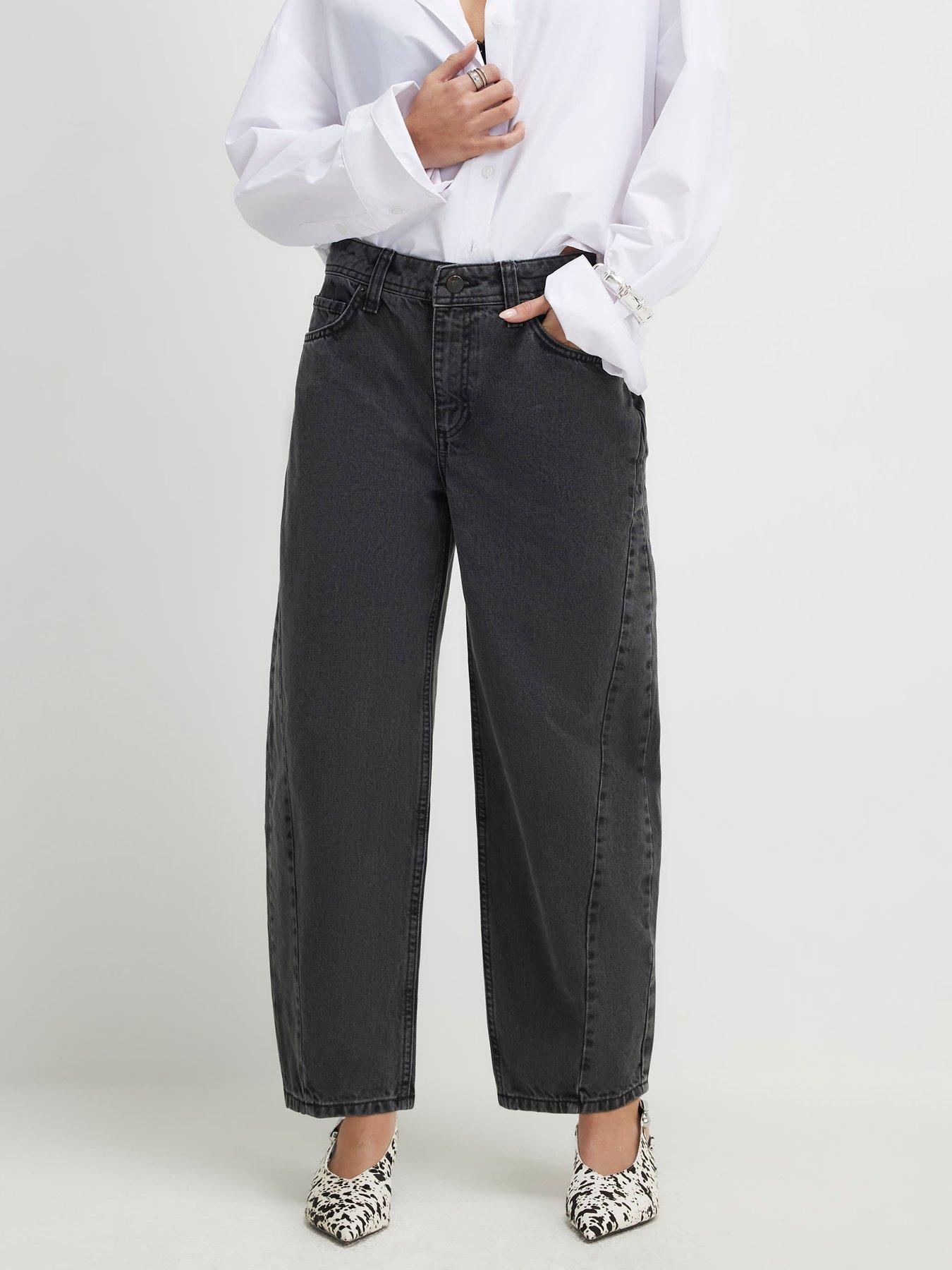 River Island Petite Seamed Barrel Jeans - Black
