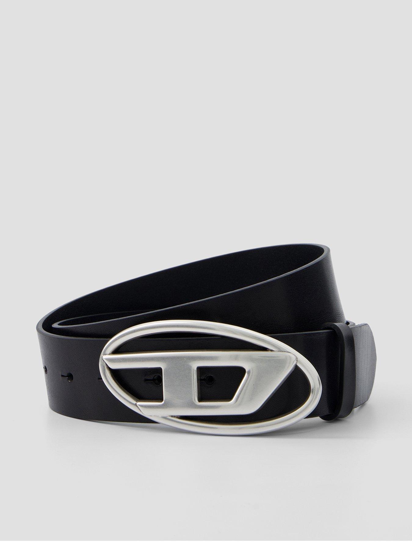 Diesel D Oval Leather Belt - Black