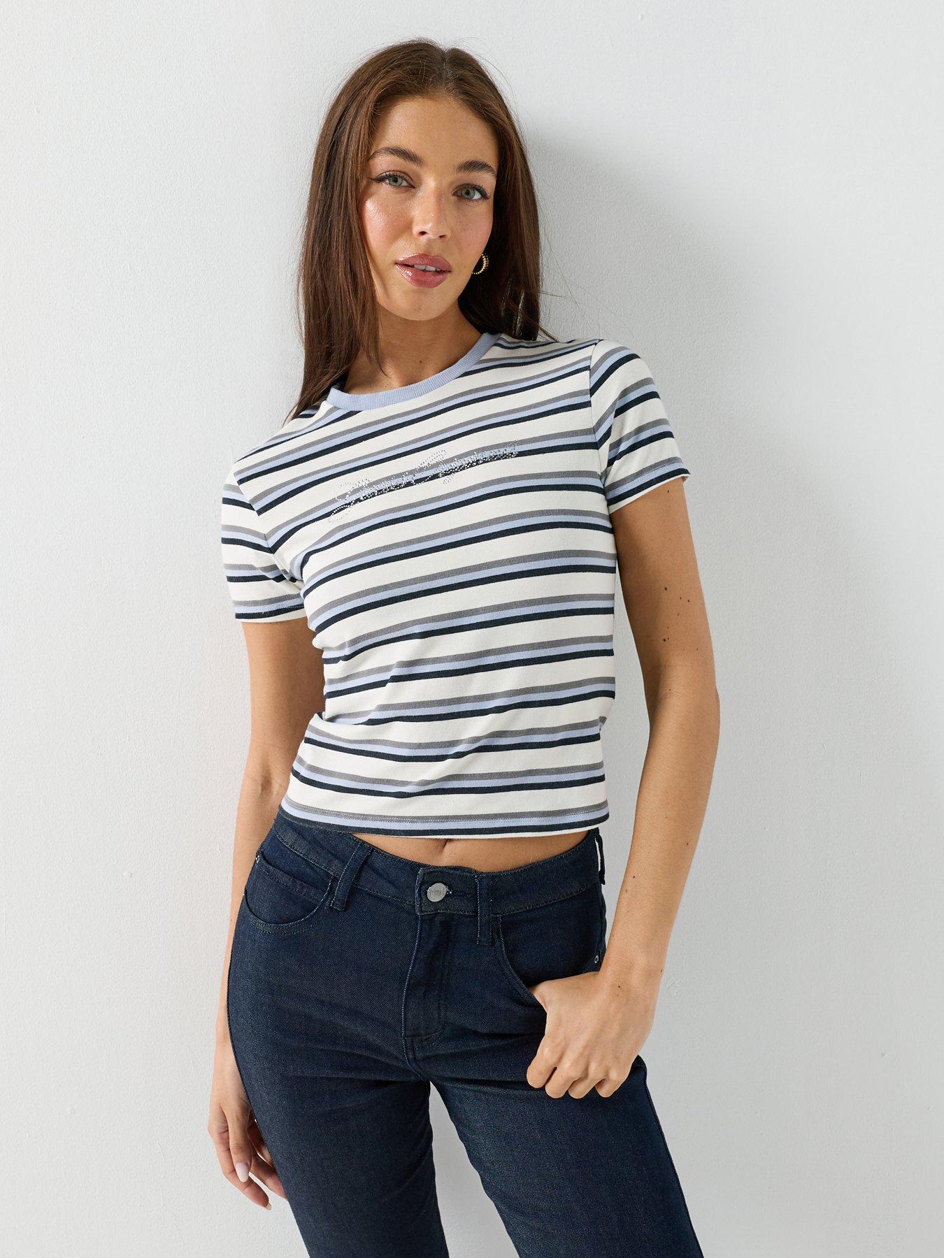 Guess Jeans: Vintage Stripe Baby T-Shirt - Blue