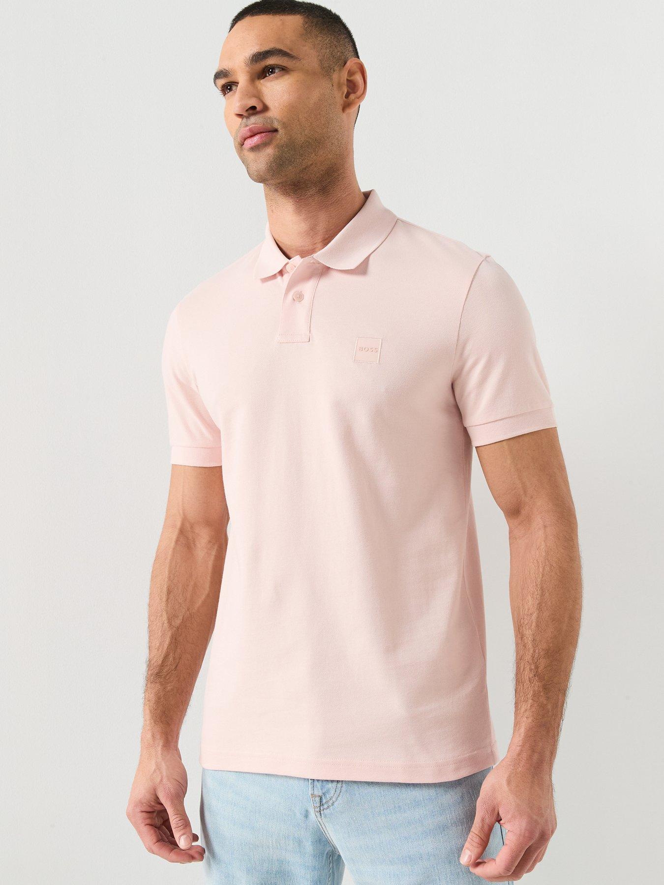Boss Passenger Slim Fit Tonal Patch Logo Polo Shirt - Light Pink
