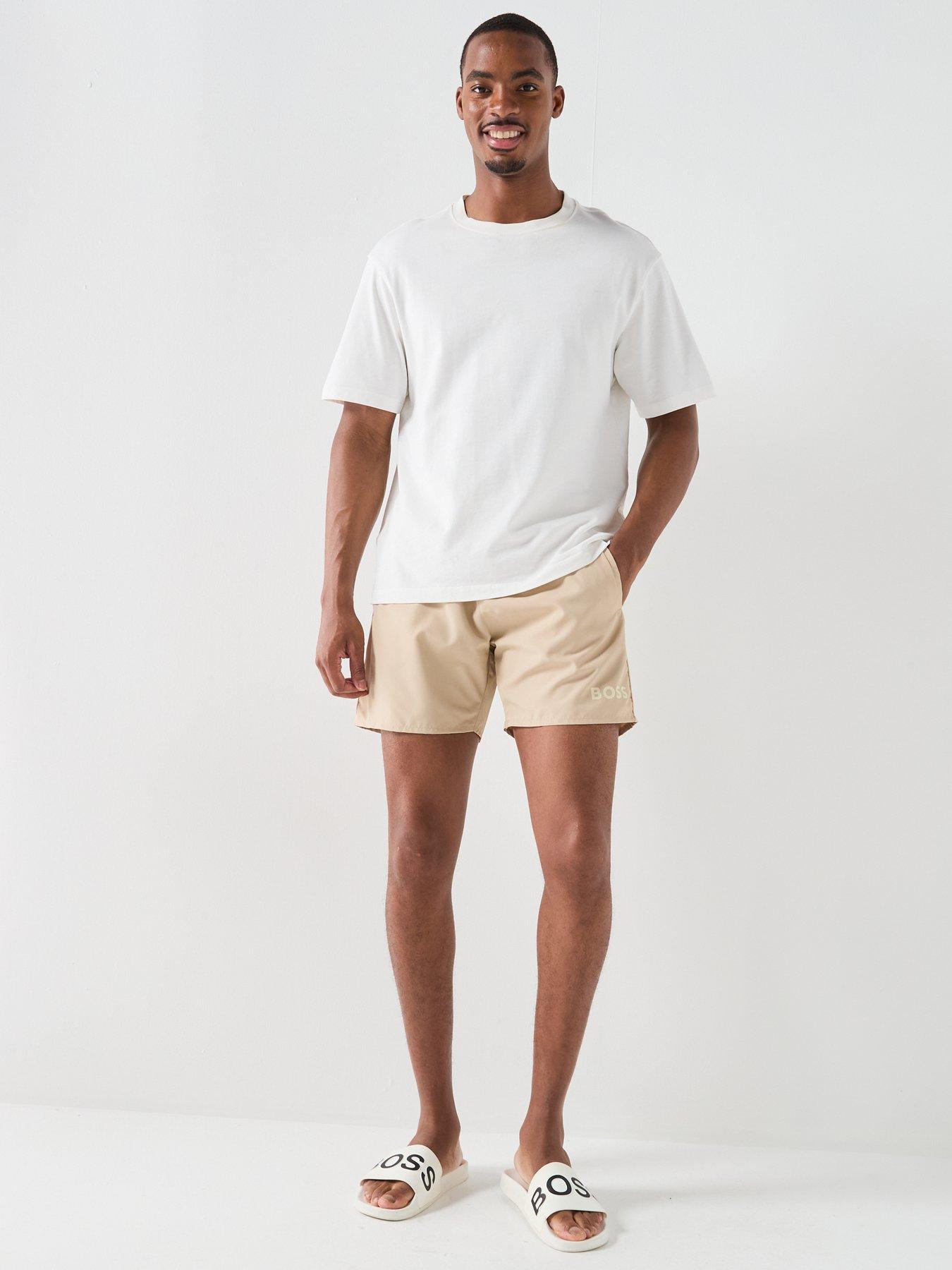 Image 3 of 4 of BOSS Starfish Swim Shorts &ndash; Light Beige