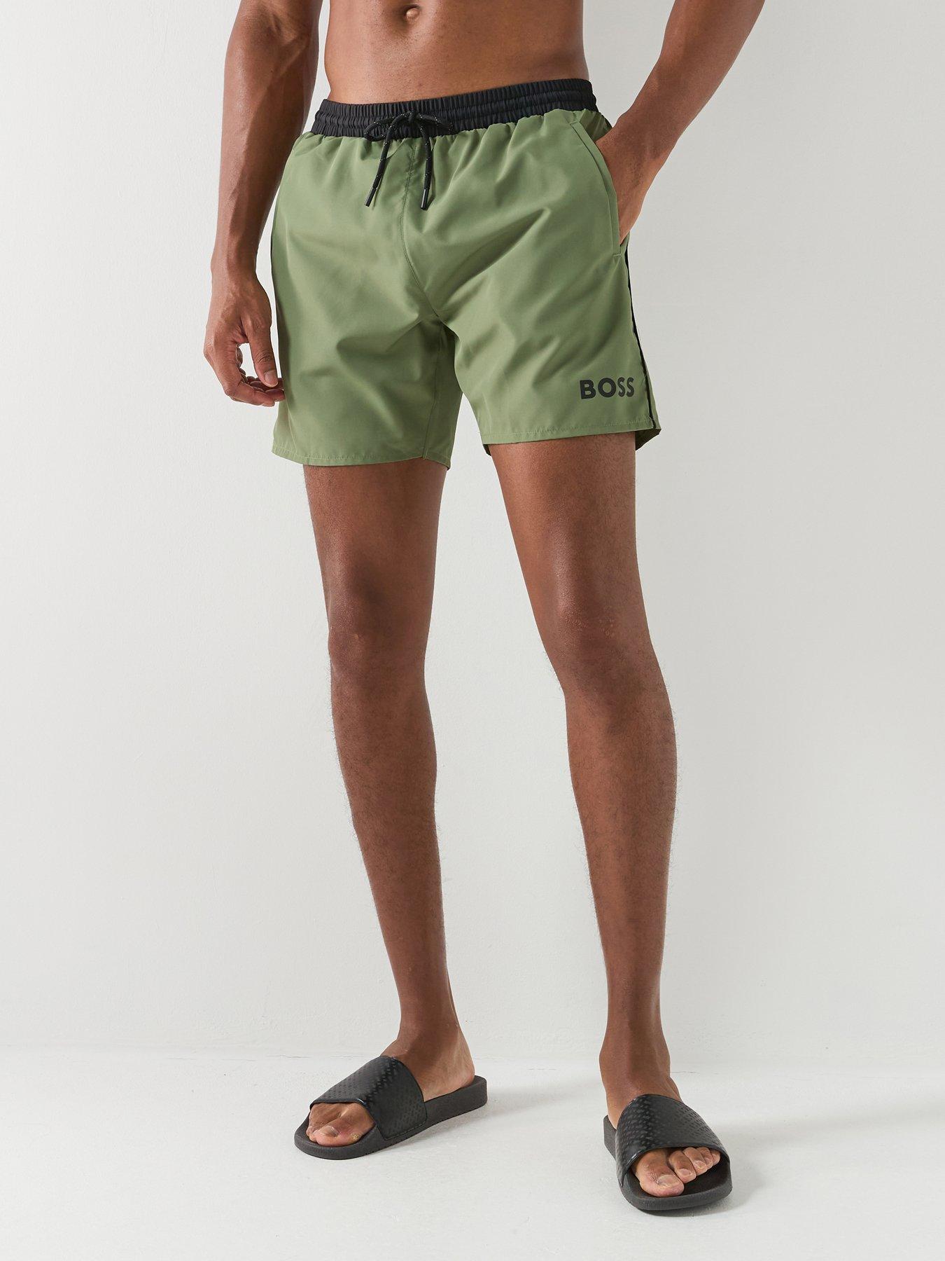 Image 1 of 5 of BOSS Starfish Swim Shorts - Dark Green
