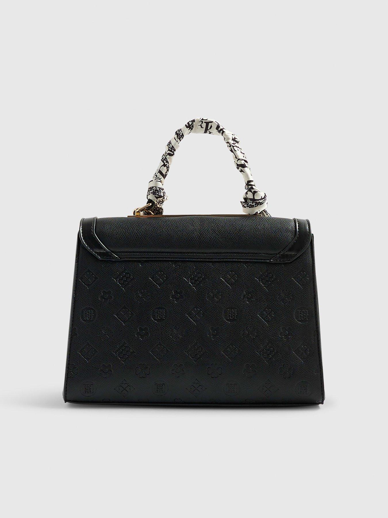 Image 3 of 5 of River Island Med Emboss Charm Tote - Black