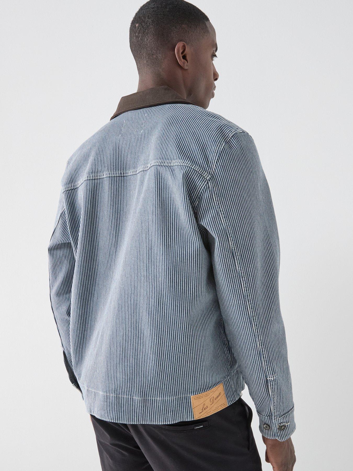 Image 2 of 6 of Les Deux Robert Striped Chore Jacket - Navy
