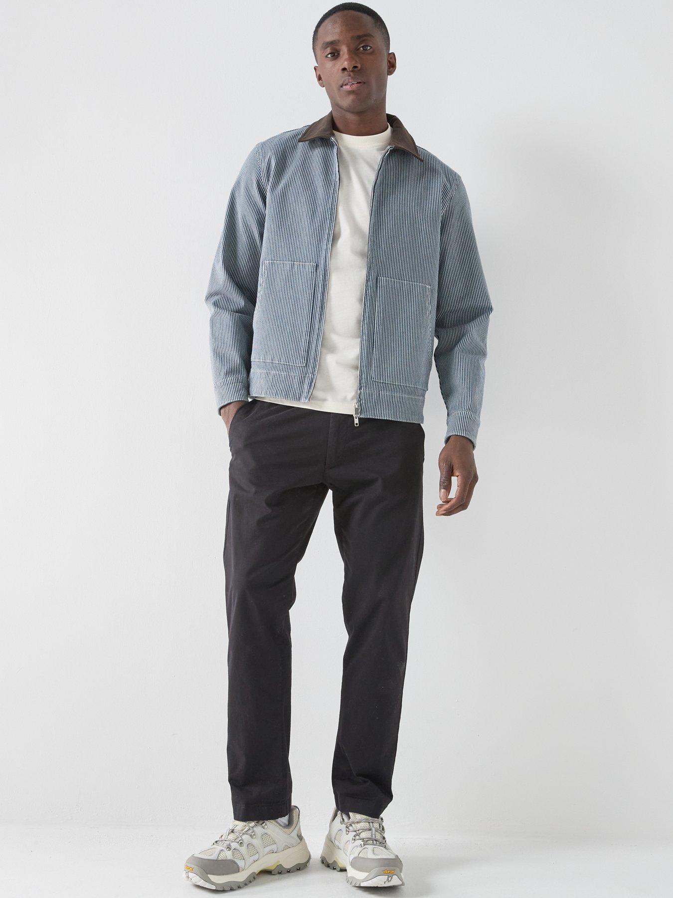 Image 3 of 6 of Les Deux Robert Striped Chore Jacket - Navy