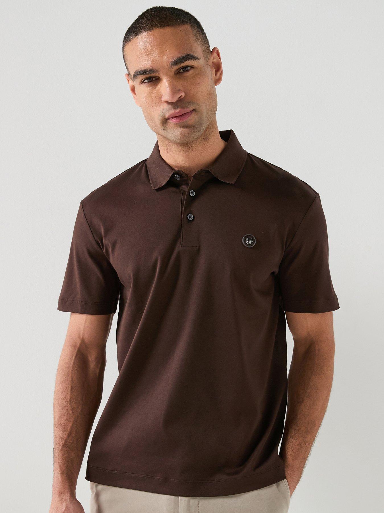 Image 1 of 5 of BOSS C-Parris Regular Fit Nickel Logo Polo Shirt - Brown
