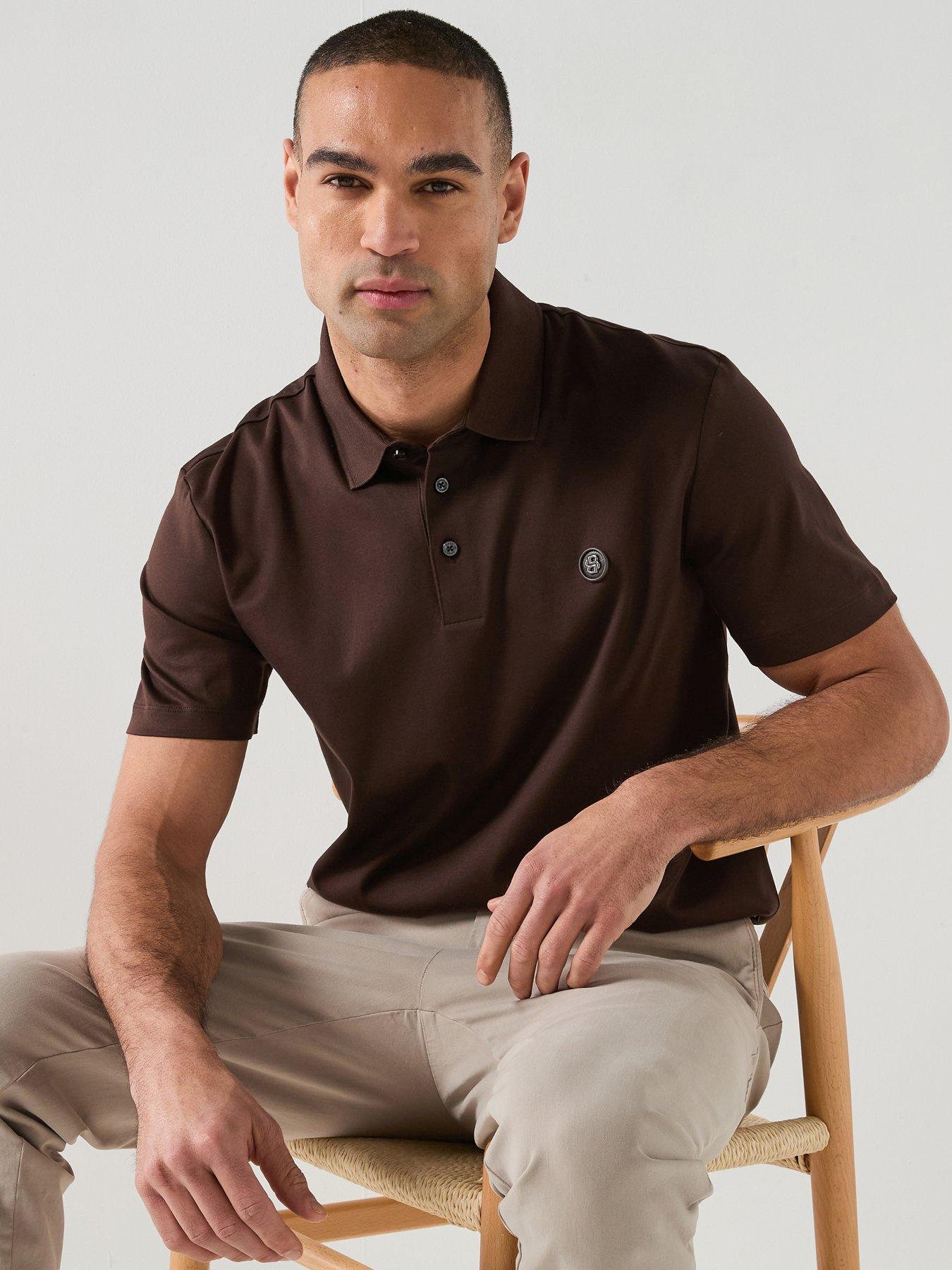Image 4 of 5 of BOSS C-Parris Regular Fit Nickel Logo Polo Shirt - Brown