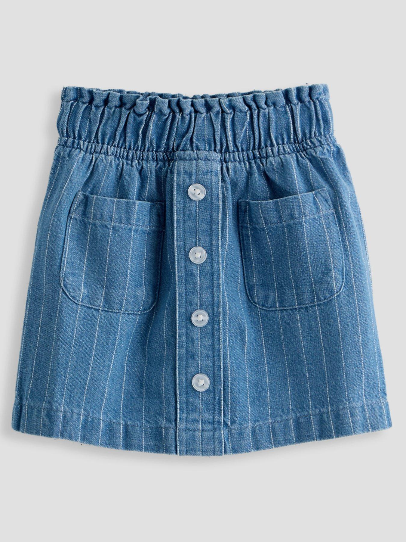 The Very Collection Girls Denim Button Through Mini Skirt - Blue