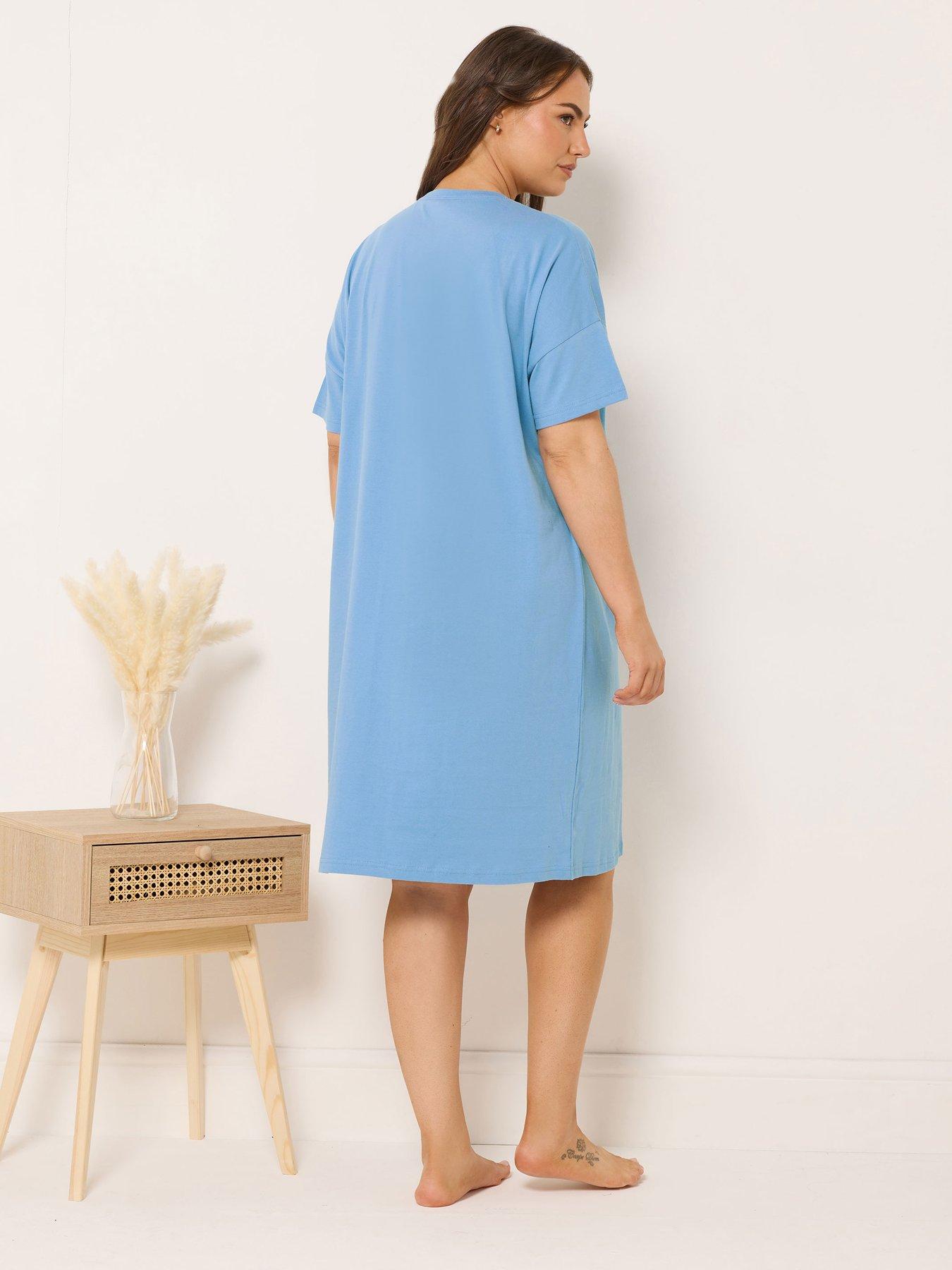 Image 2 of 7 of Yours Curve 2 Pack Wild Sleeptee Nightdress - Blue