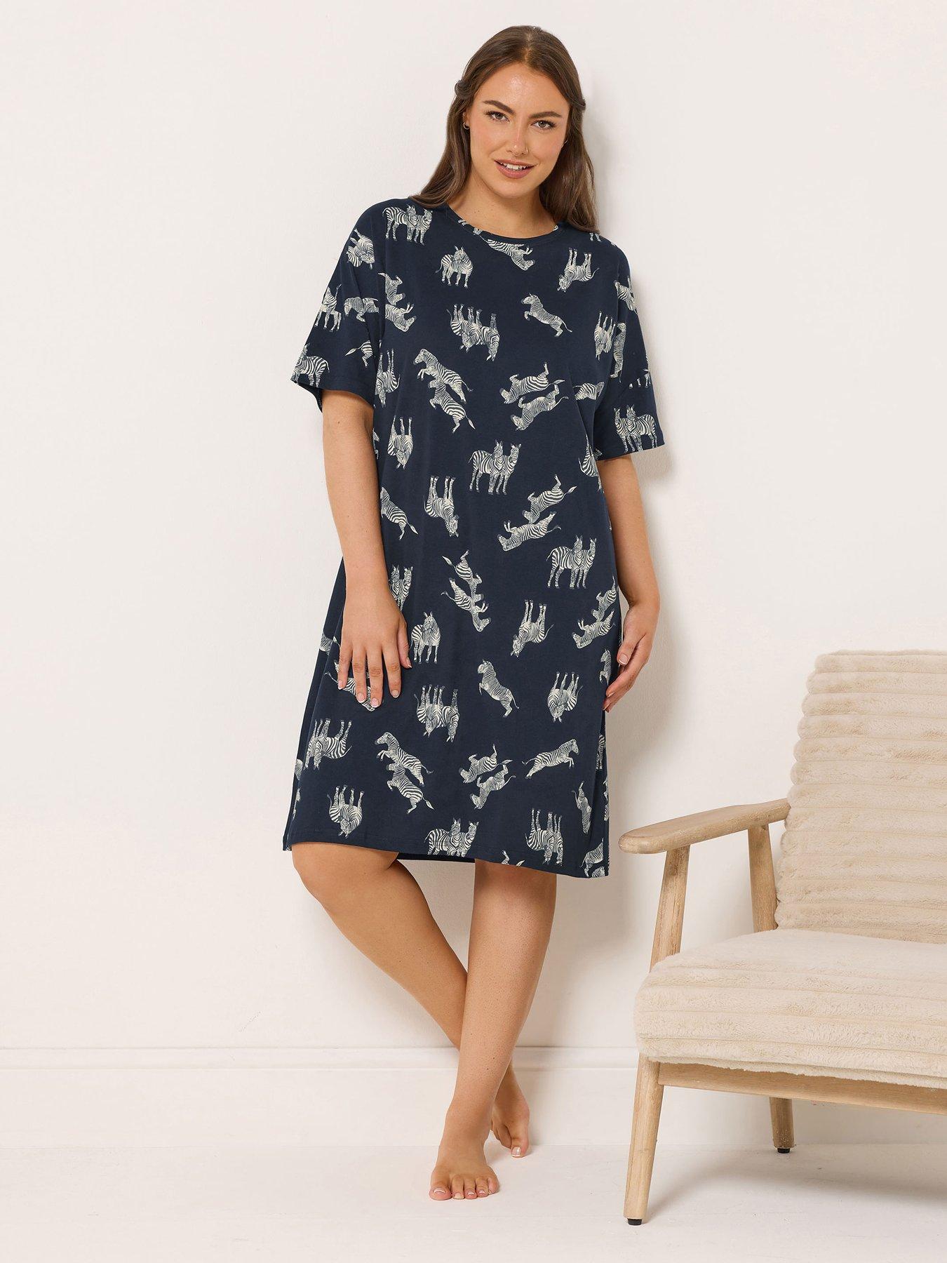 Image 3 of 7 of Yours Curve 2 Pack Wild Sleeptee Nightdress - Blue