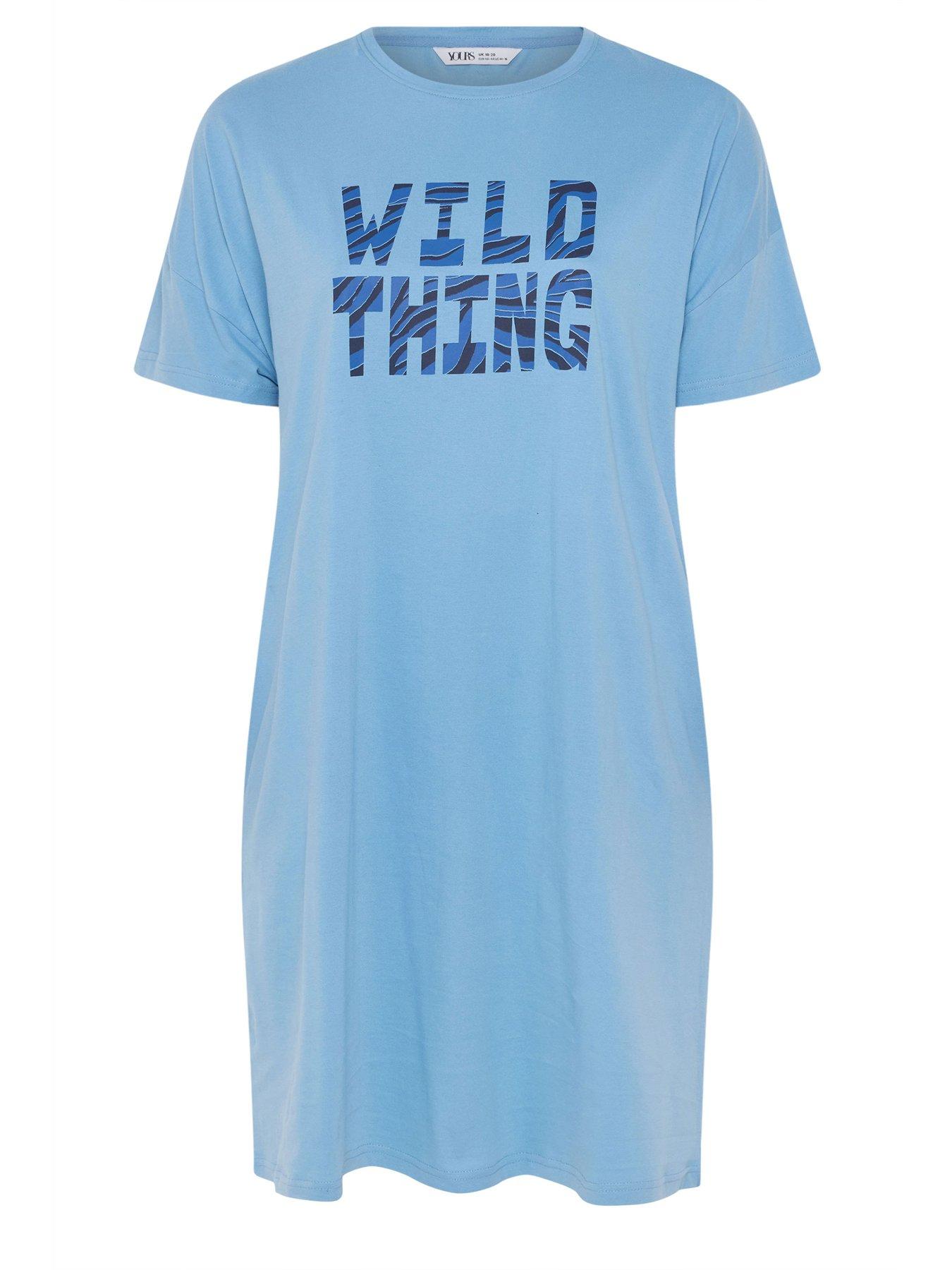 Image 7 of 7 of Yours Curve 2 Pack Wild Sleeptee Nightdress - Blue