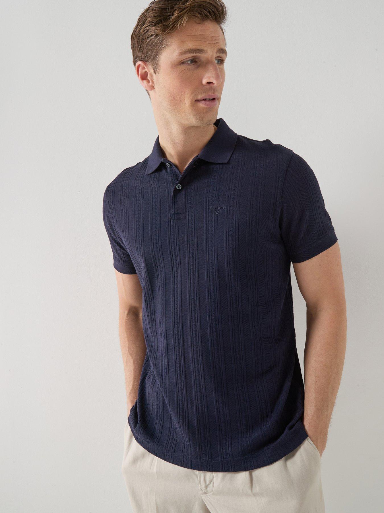 Barbour: Harwell Tailored Fit Textured Polo Shirt - Navy