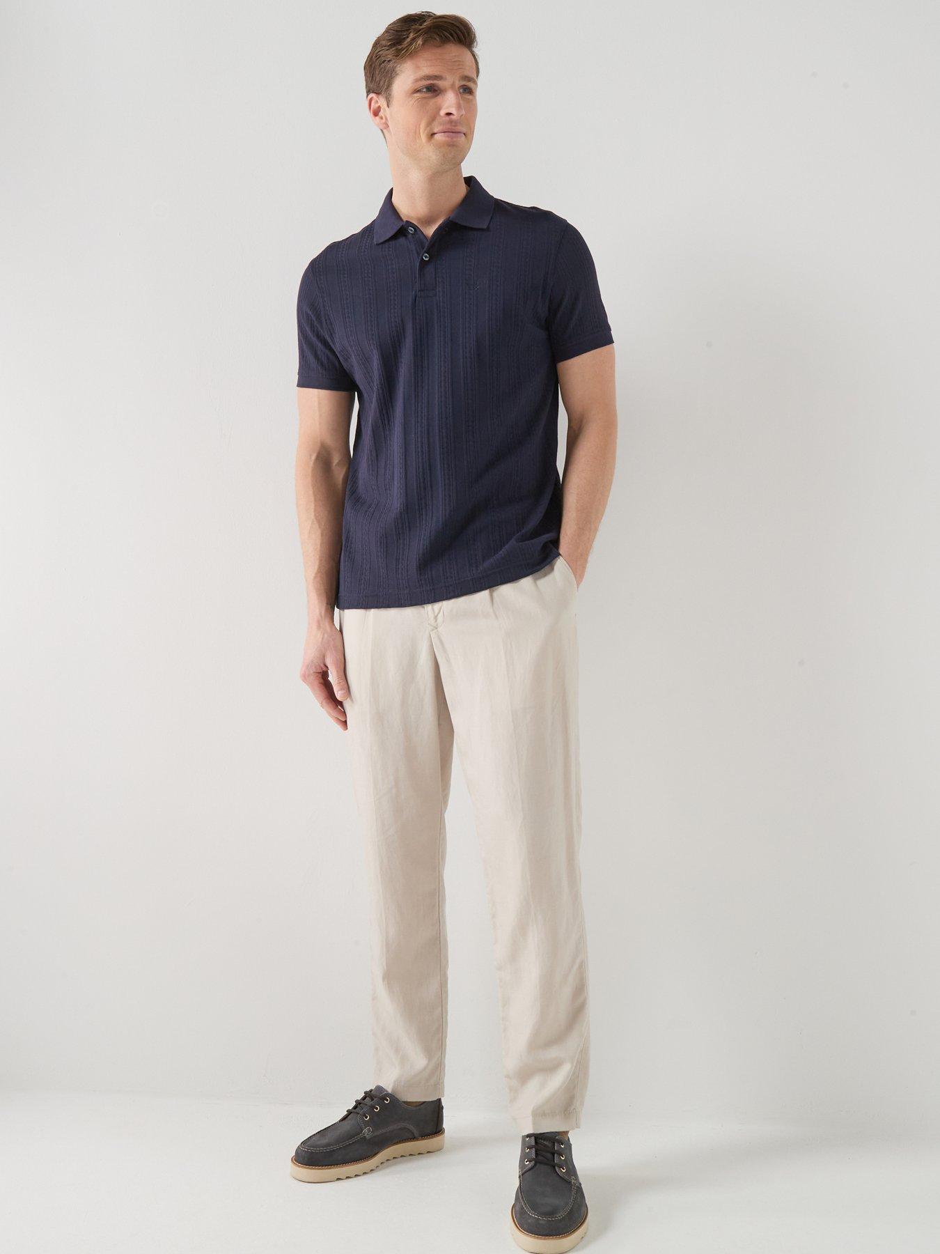 Image 3 of 6 of Barbour Harwell Tailored Fit Textured Polo Shirt - Navy