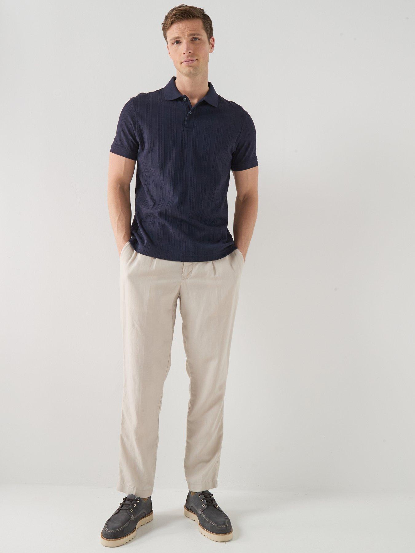 Image 6 of 6 of Barbour Harwell Tailored Fit Textured Polo Shirt - Navy