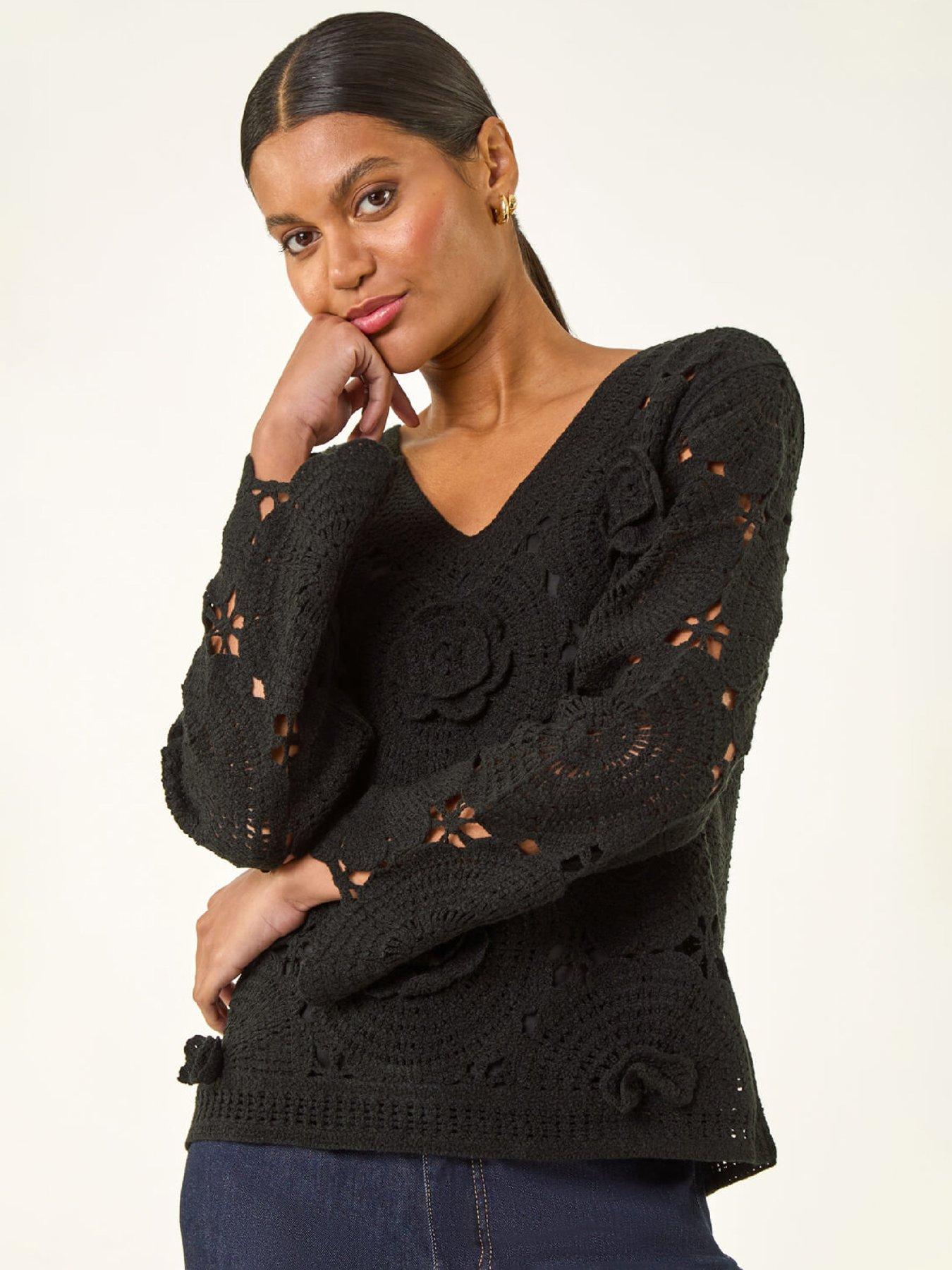 Image 1 of 5 of Roman Crochet Floral Knit Jumper