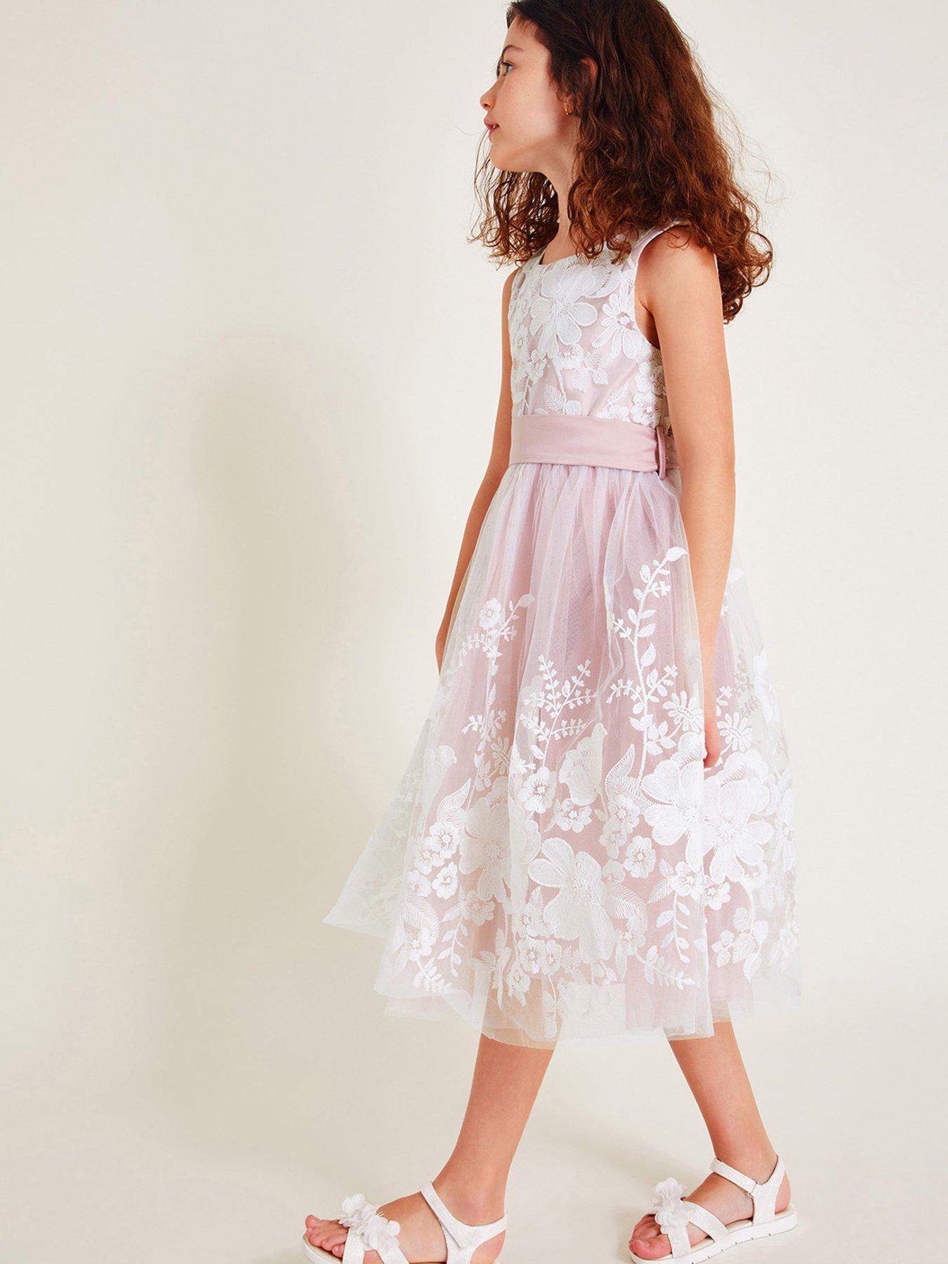 Monsoon Girls Alicia Embroidered Maxi Dress - Pink