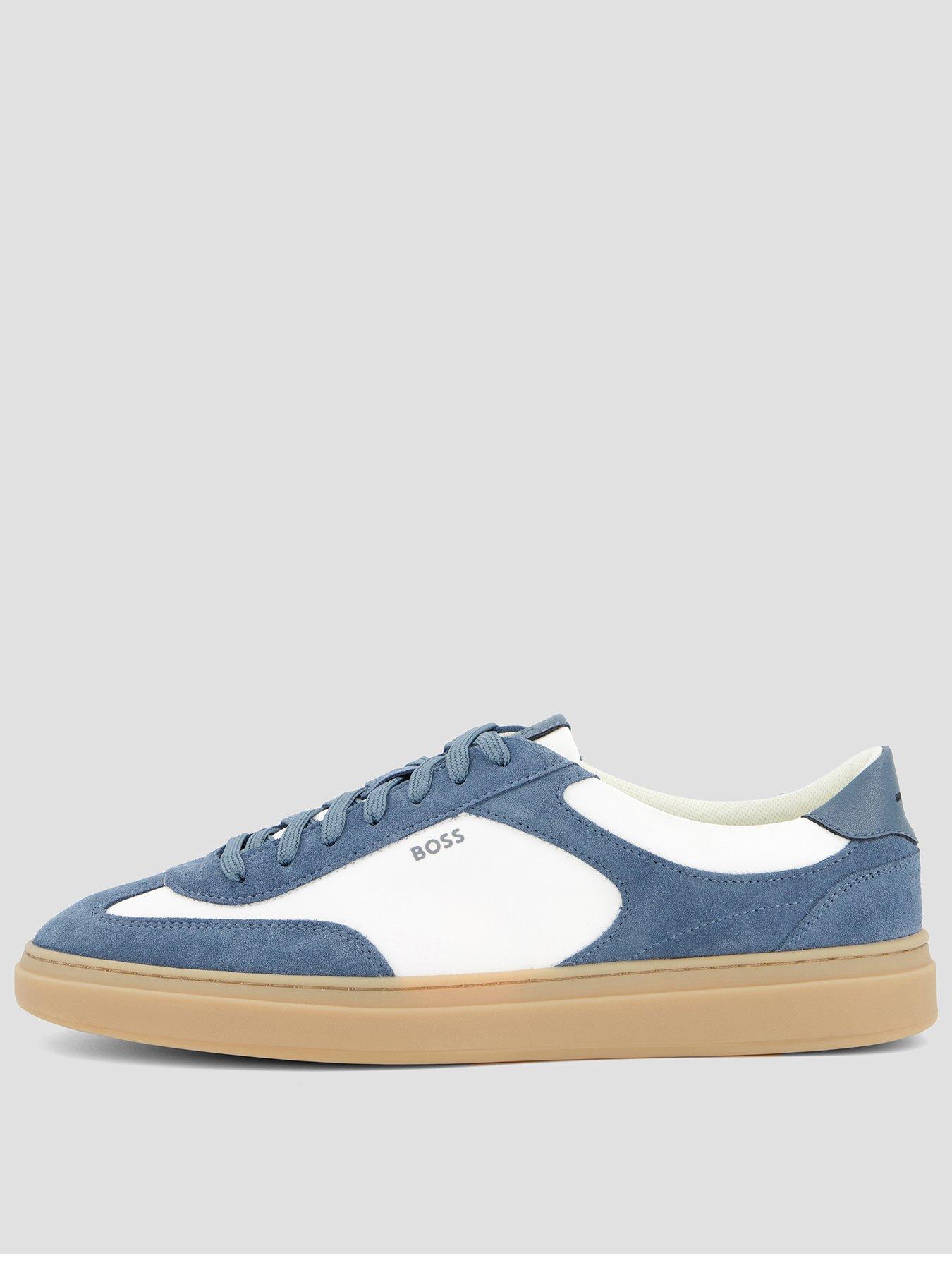 BOSS: Kieran Tenn Suede Mix Cupsole Trainers - Blue