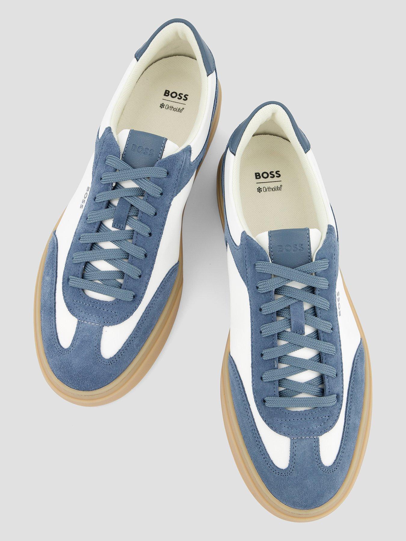 Image 3 of 7 of BOSS Kieran Tenn Suede Mix Cupsole Trainers - Blue