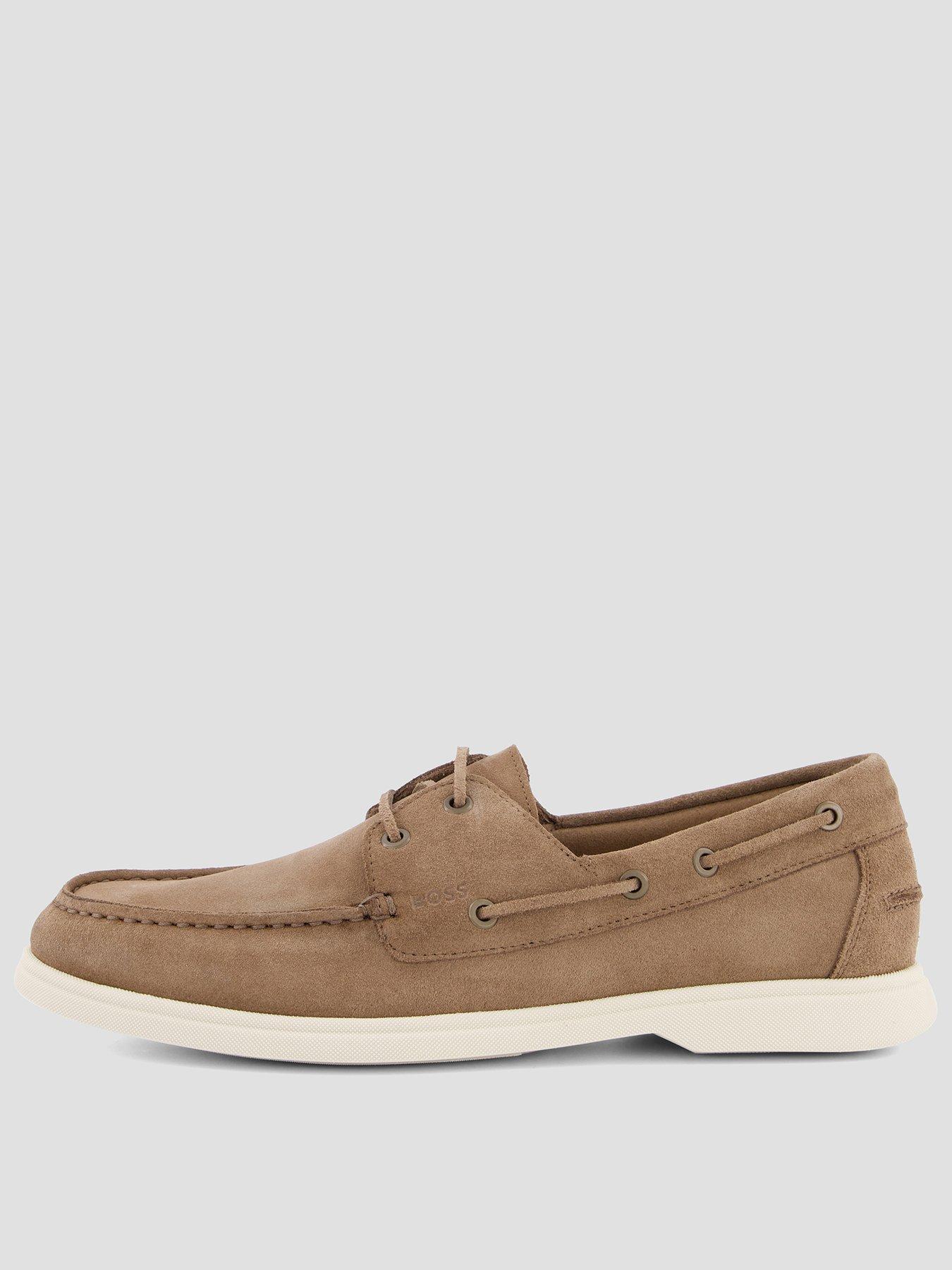 BOSS Sienne Suede Boat Shoes - Beige