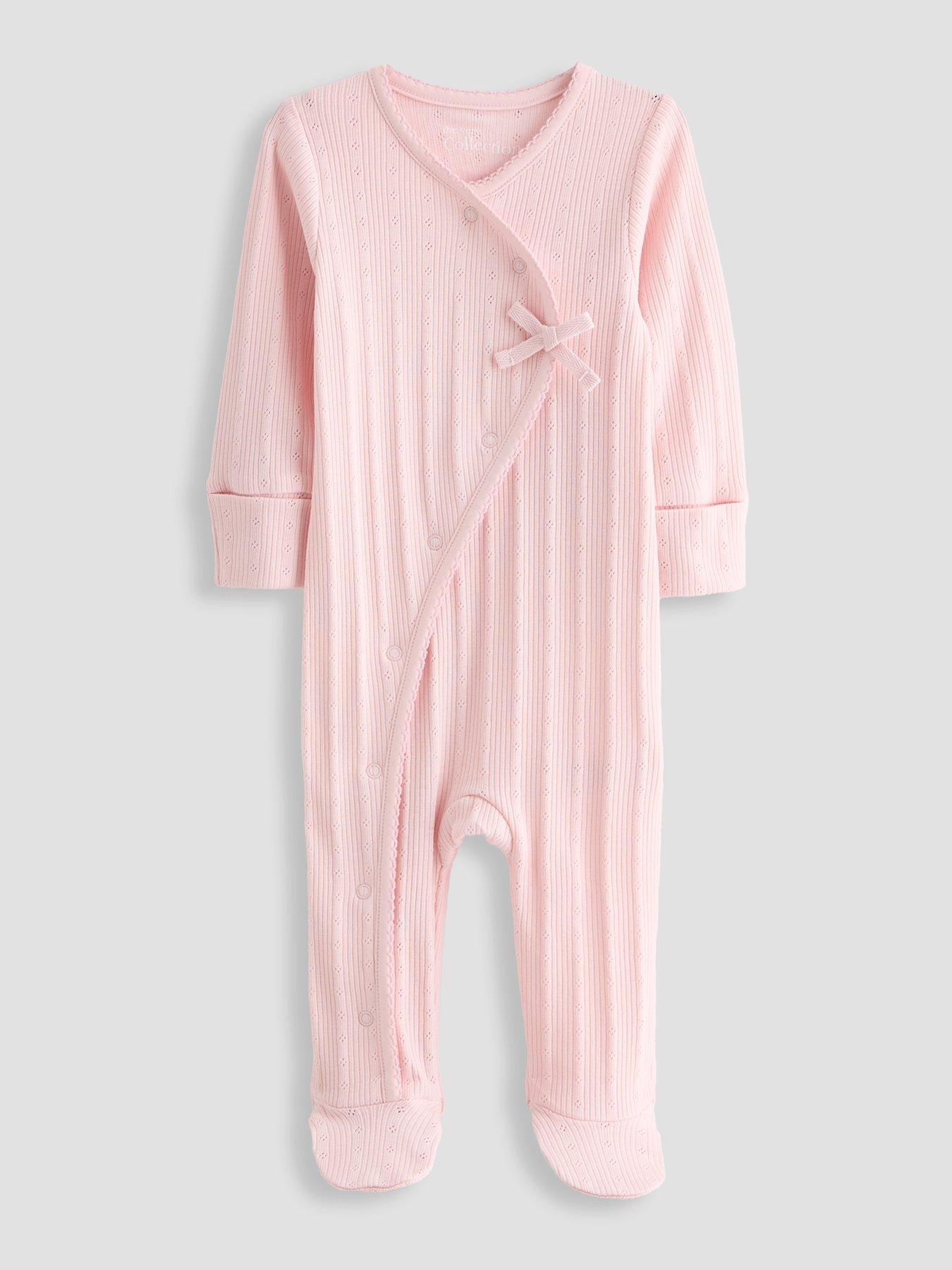 Image 2 of 5 of The Very Collection 2 Pack Floral Print Pink Pointelle Sleepsuits