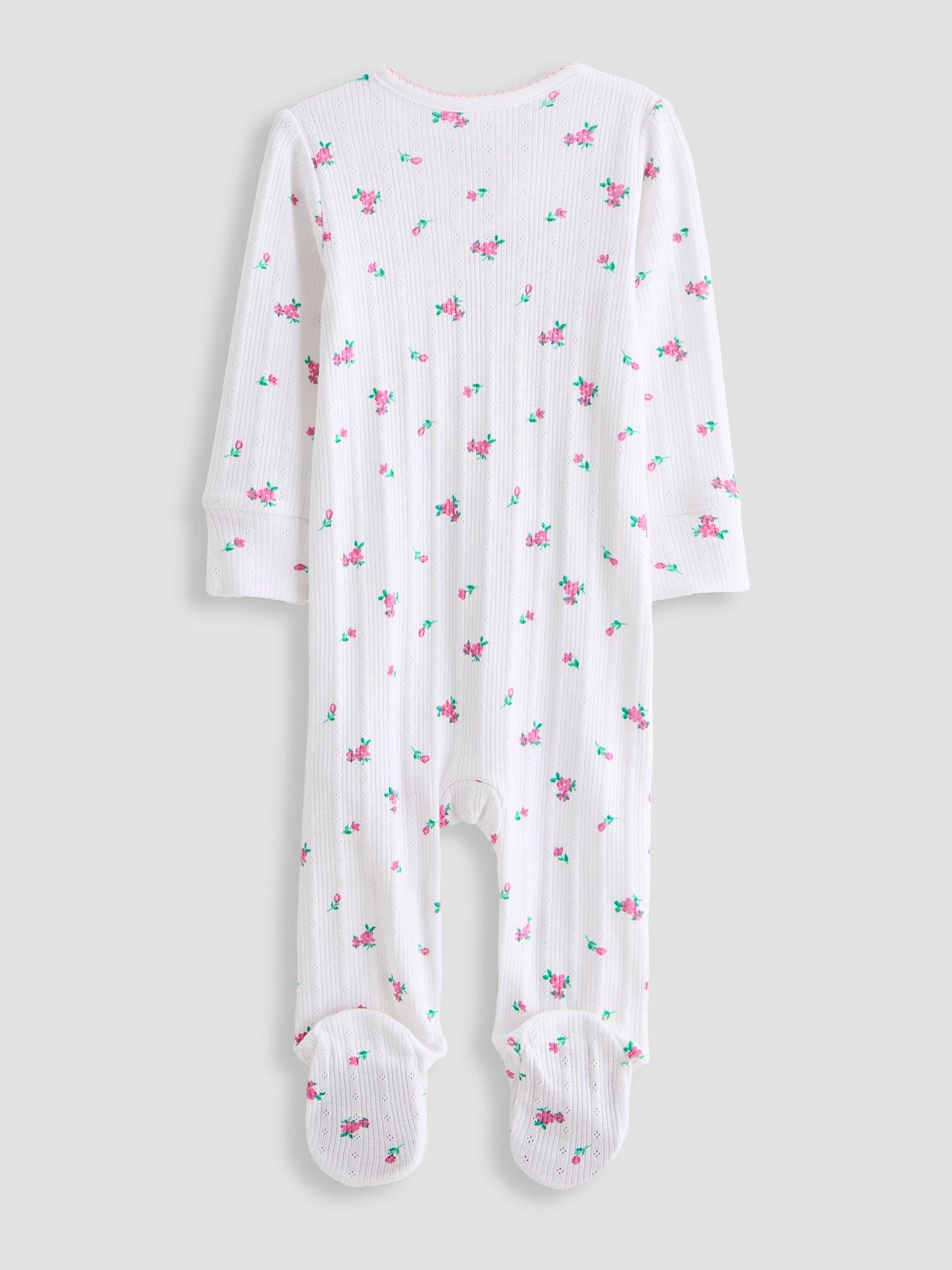 Image 3 of 5 of The Very Collection 2 Pack Floral Print Pink Pointelle Sleepsuits