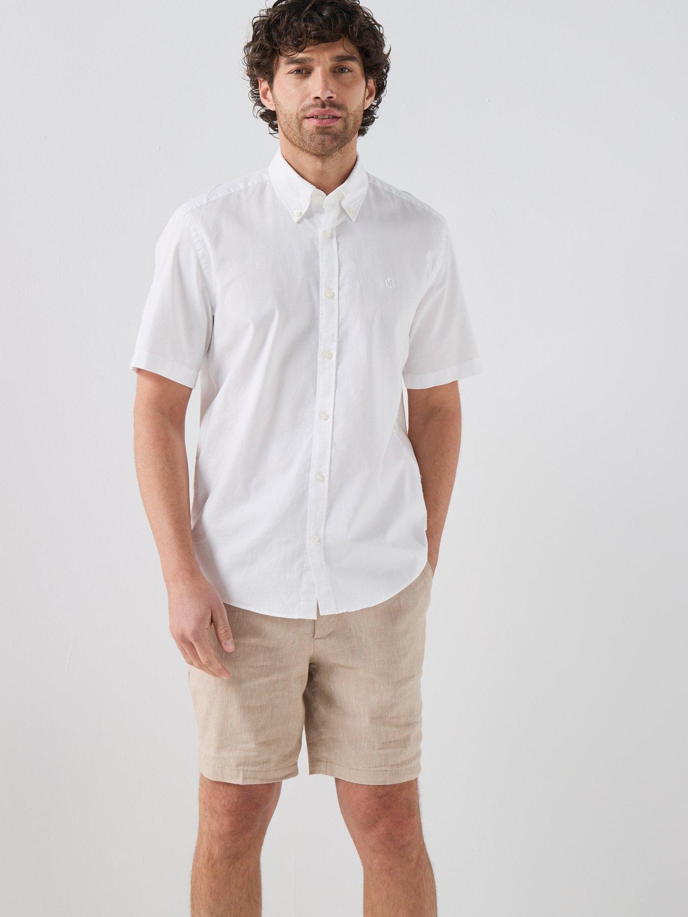 BOSS Button Down Short Sleeve Shirt - White