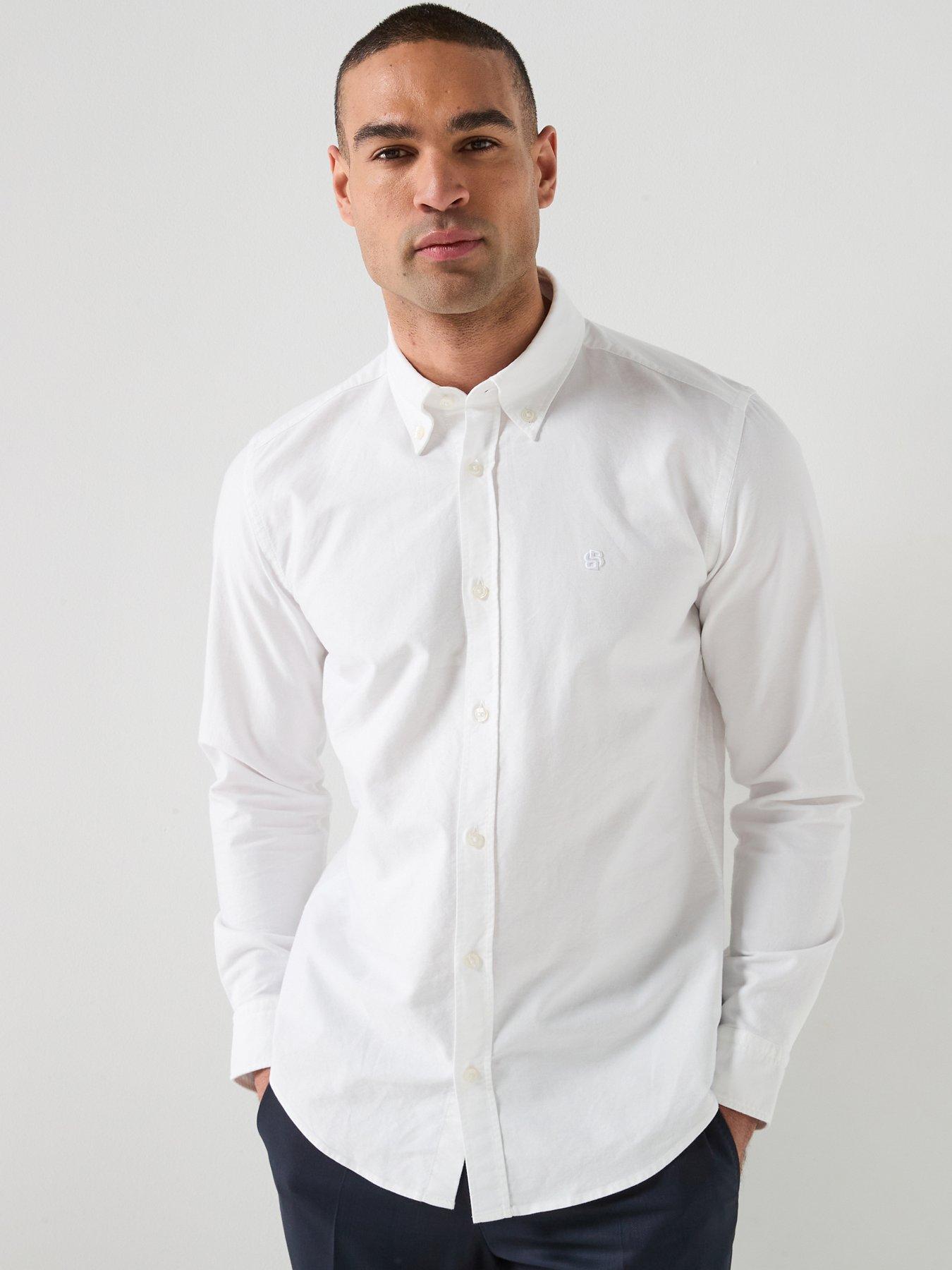 BOSS H-Roan BB Button Down Slim Fit Oxford Shirt, White, Size 2Xl, Men