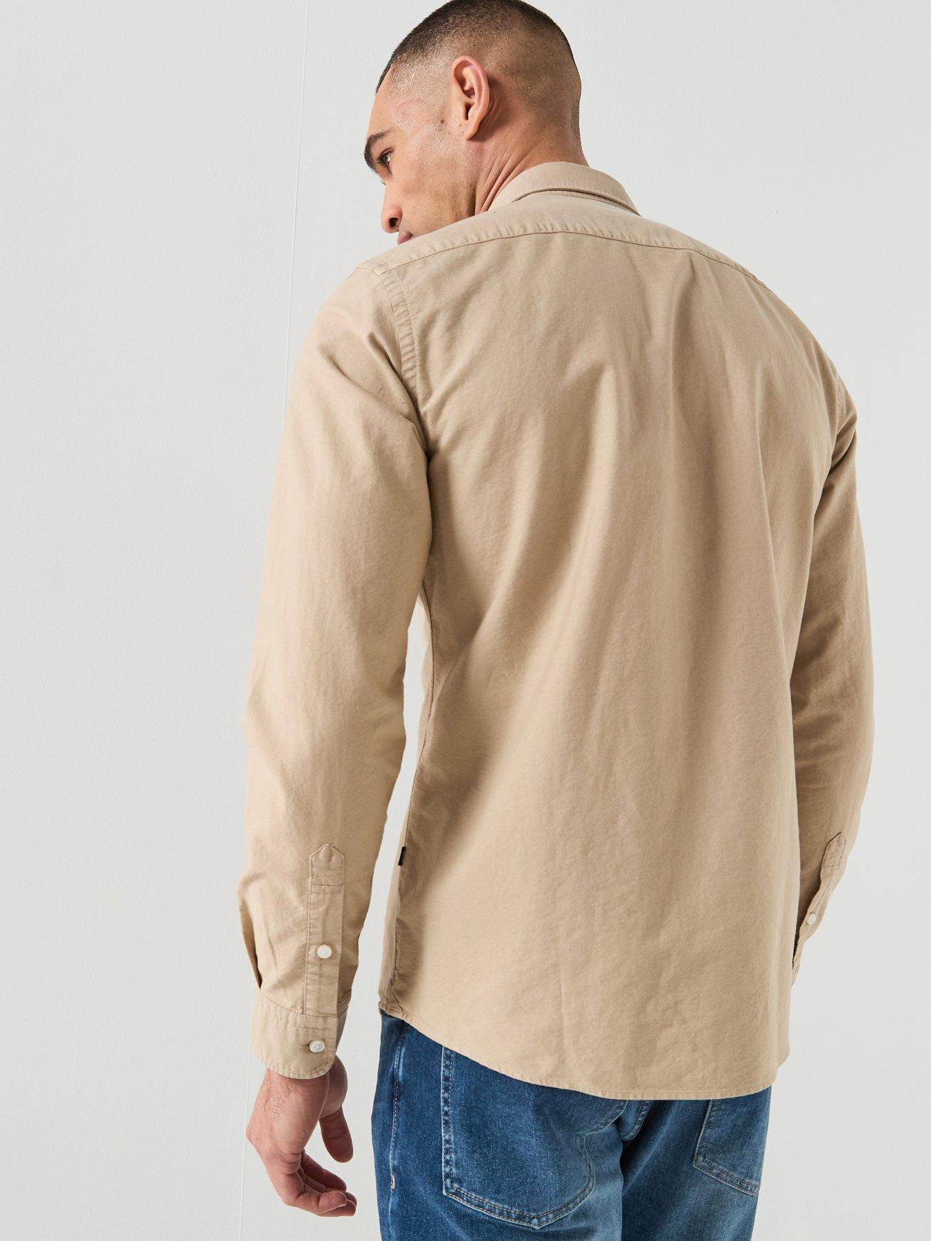 Image 2 of 6 of BOSS H-Roan Bb Button Down Slim Fit Oxford Shirt - Beige