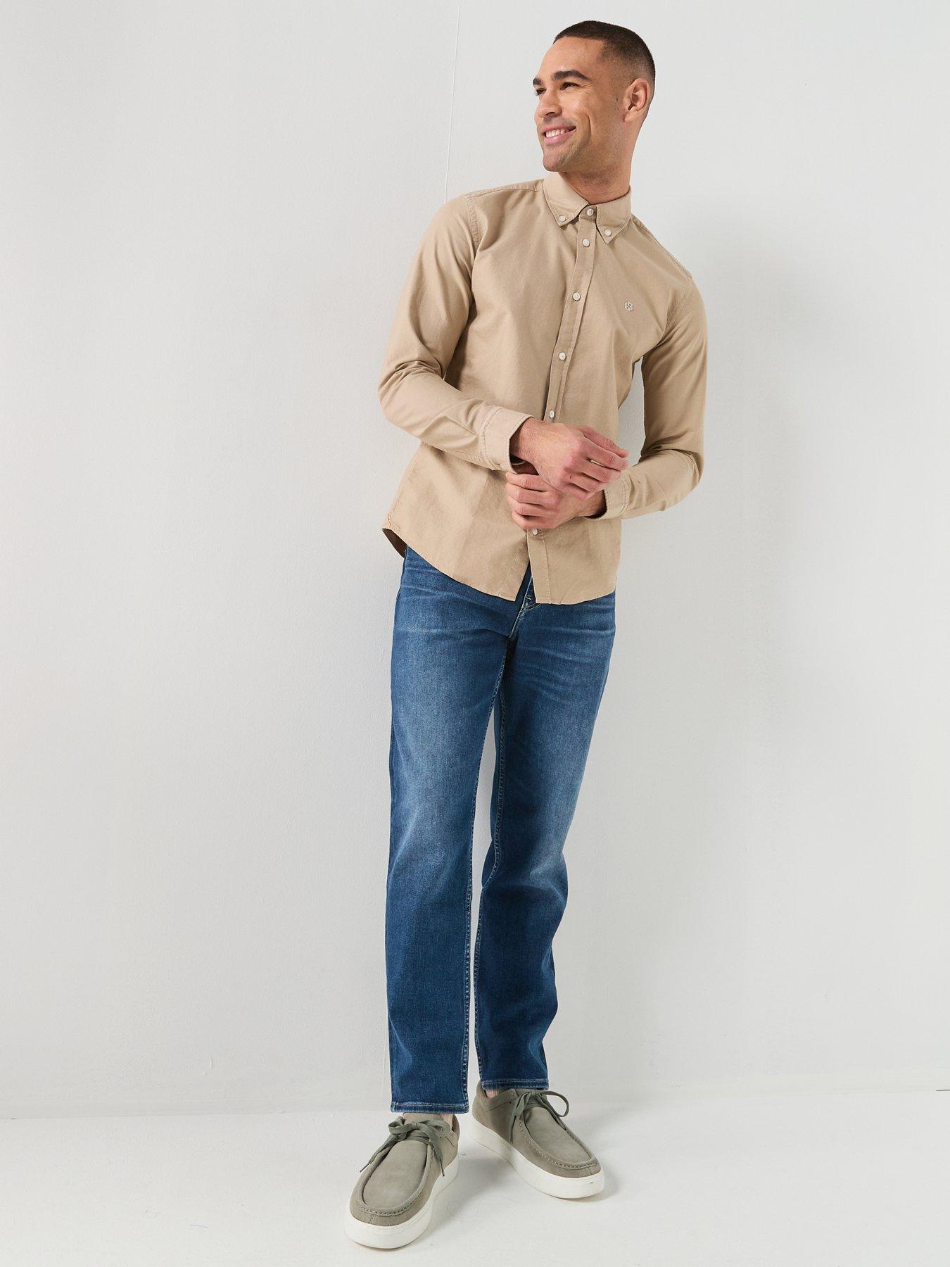 Image 3 of 6 of BOSS H-Roan Bb Button Down Slim Fit Oxford Shirt - Beige