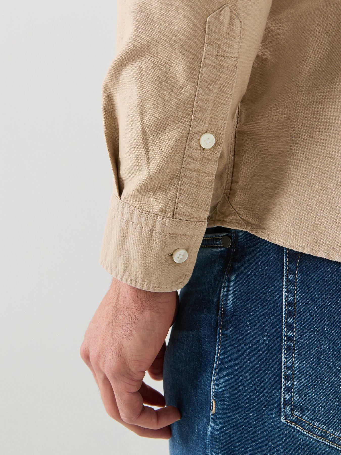 Image 4 of 6 of BOSS H-Roan Bb Button Down Slim Fit Oxford Shirt - Beige