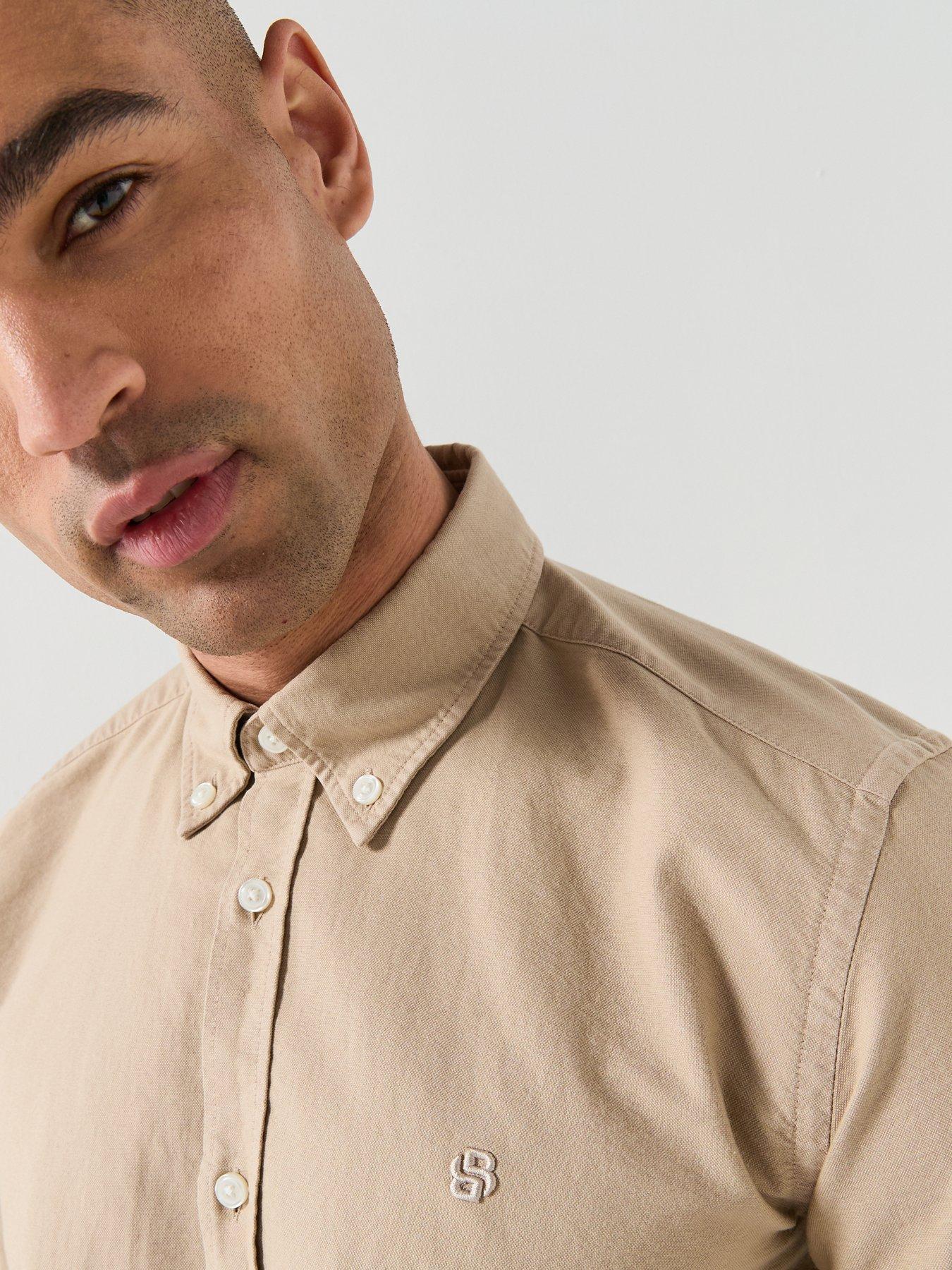 Image 5 of 6 of BOSS H-Roan Bb Button Down Slim Fit Oxford Shirt - Beige