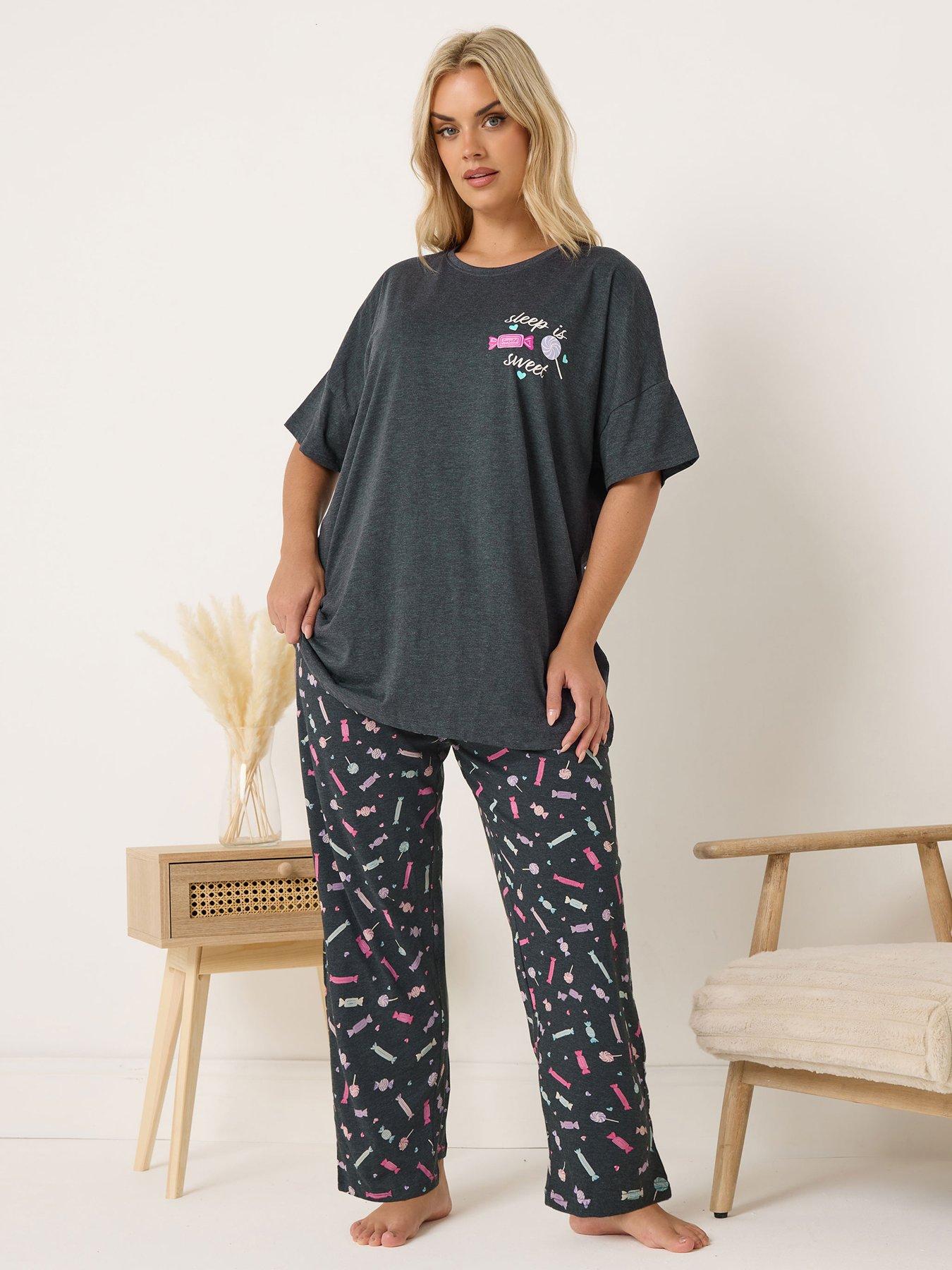 Yours Curve Sleep Is Sweet Pyjama Set - Grey