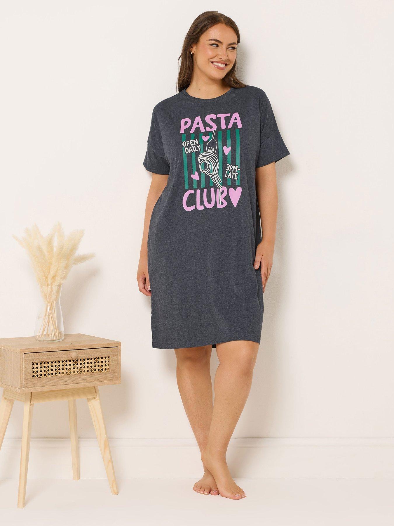 Image 4 of 7 of Yours Curve 2 Pack Pasta Sleeptee Nightdress - Grey