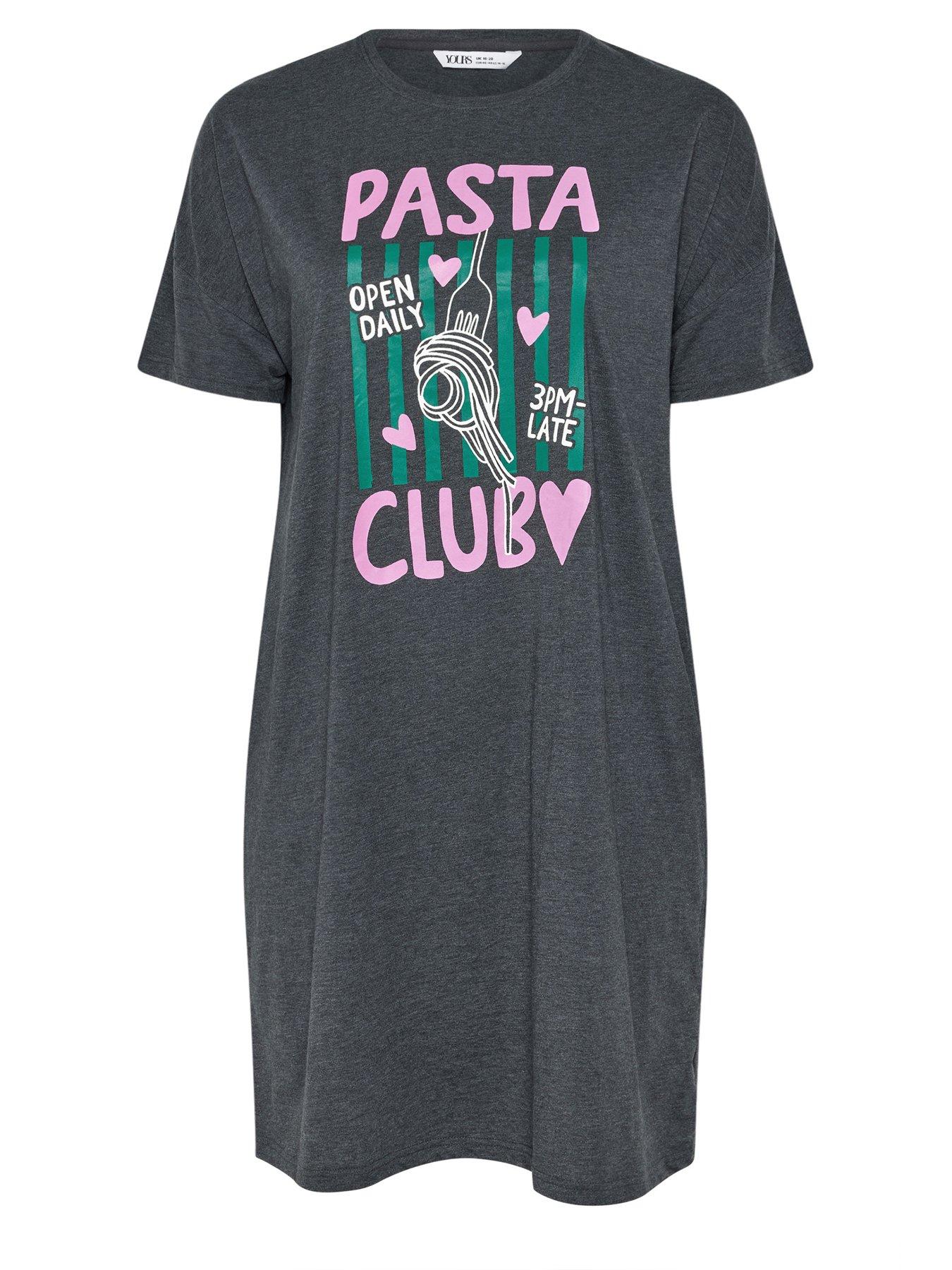 Image 7 of 7 of Yours Curve 2 Pack Pasta Sleeptee Nightdress - Grey