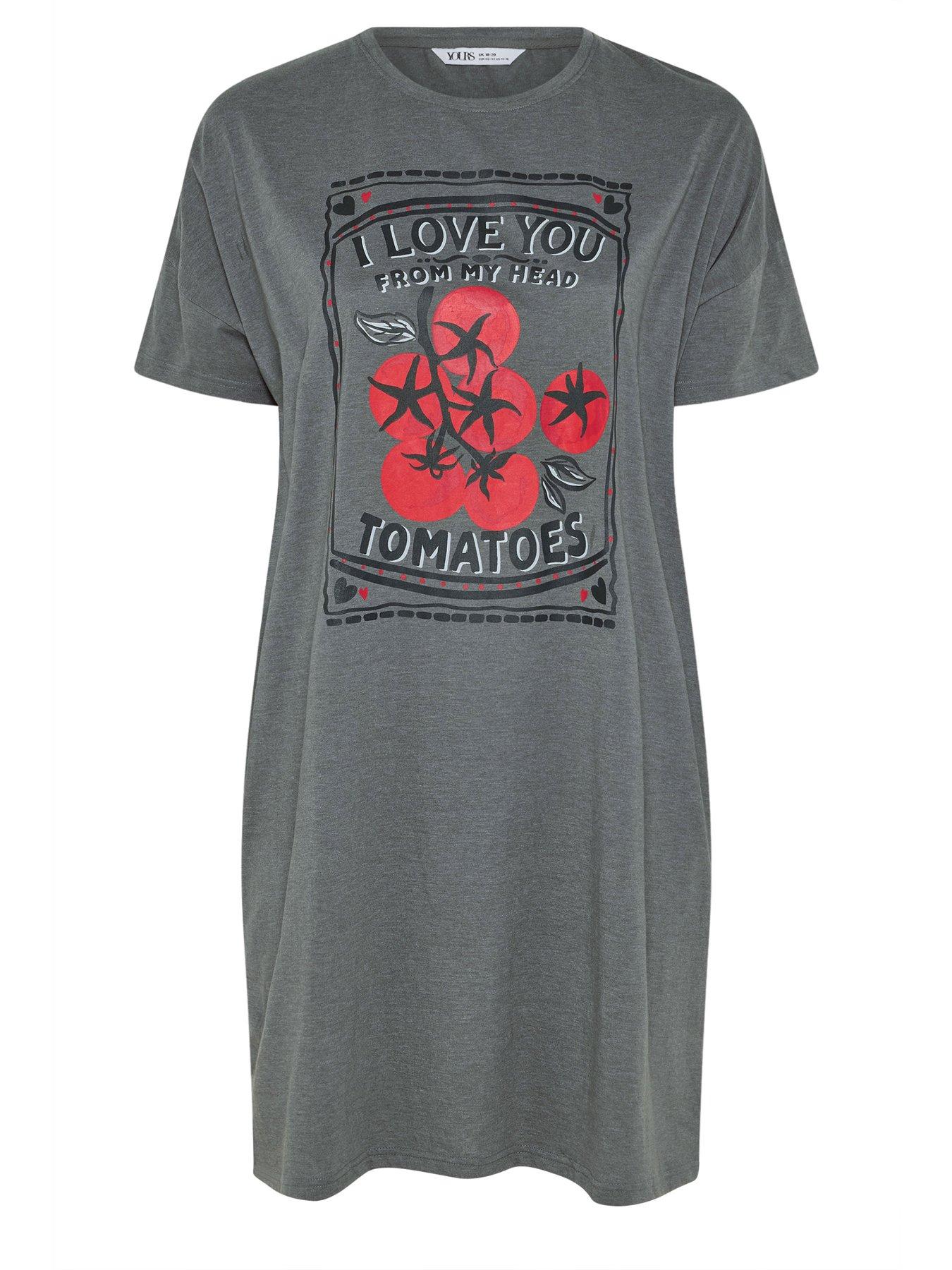 Image 5 of 5 of Yours Curve Tomatoes Sleeptee Nightdress - Grey