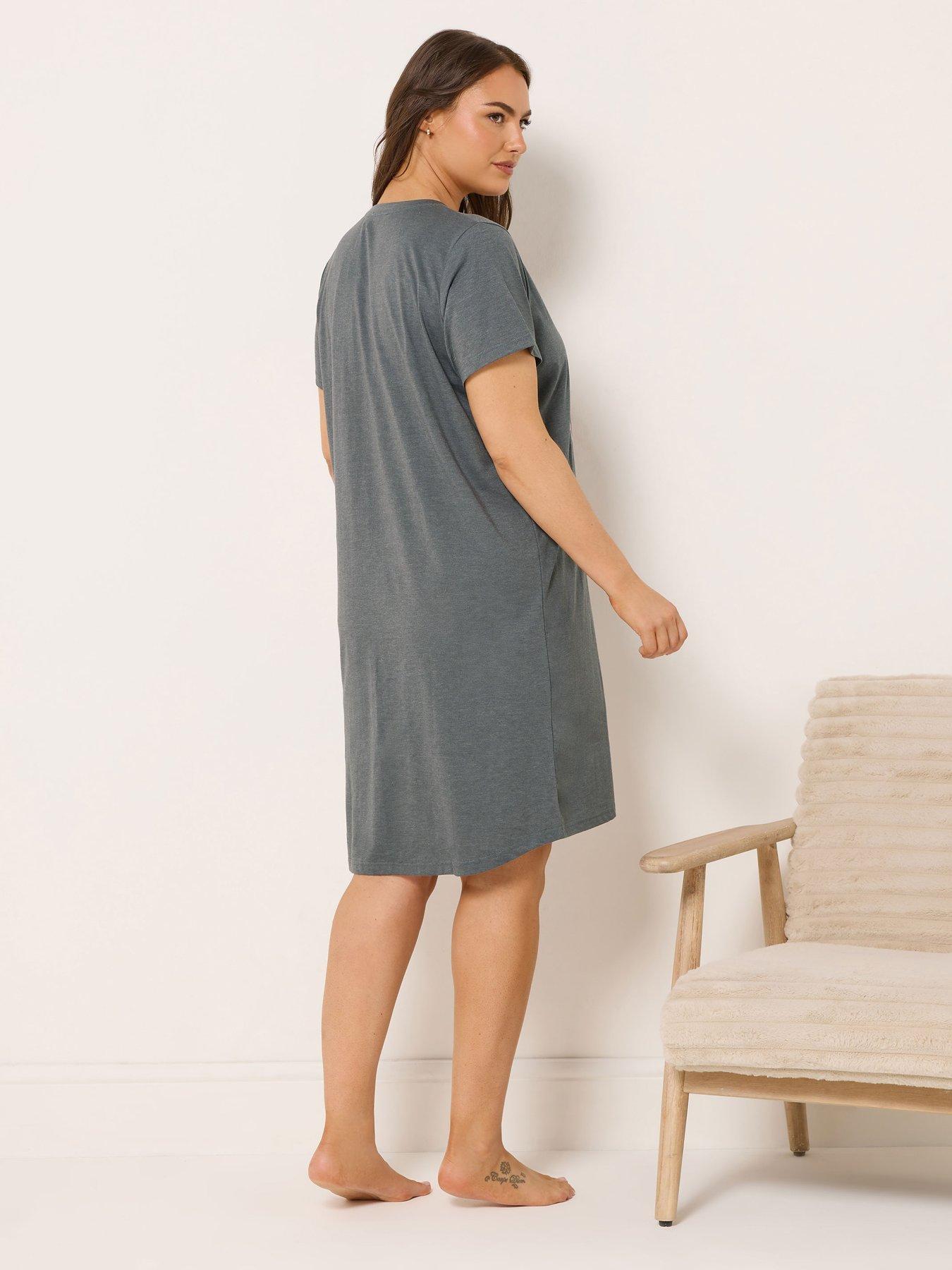 Image 2 of 7 of Yours Curve 2 Pack Coffee Nightdress - Grey