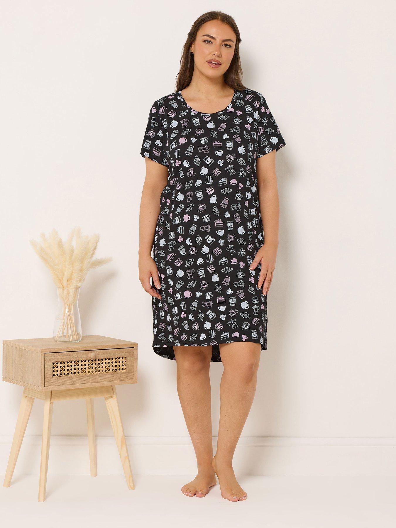 Image 4 of 7 of Yours Curve 2 Pack Coffee Nightdress - Grey