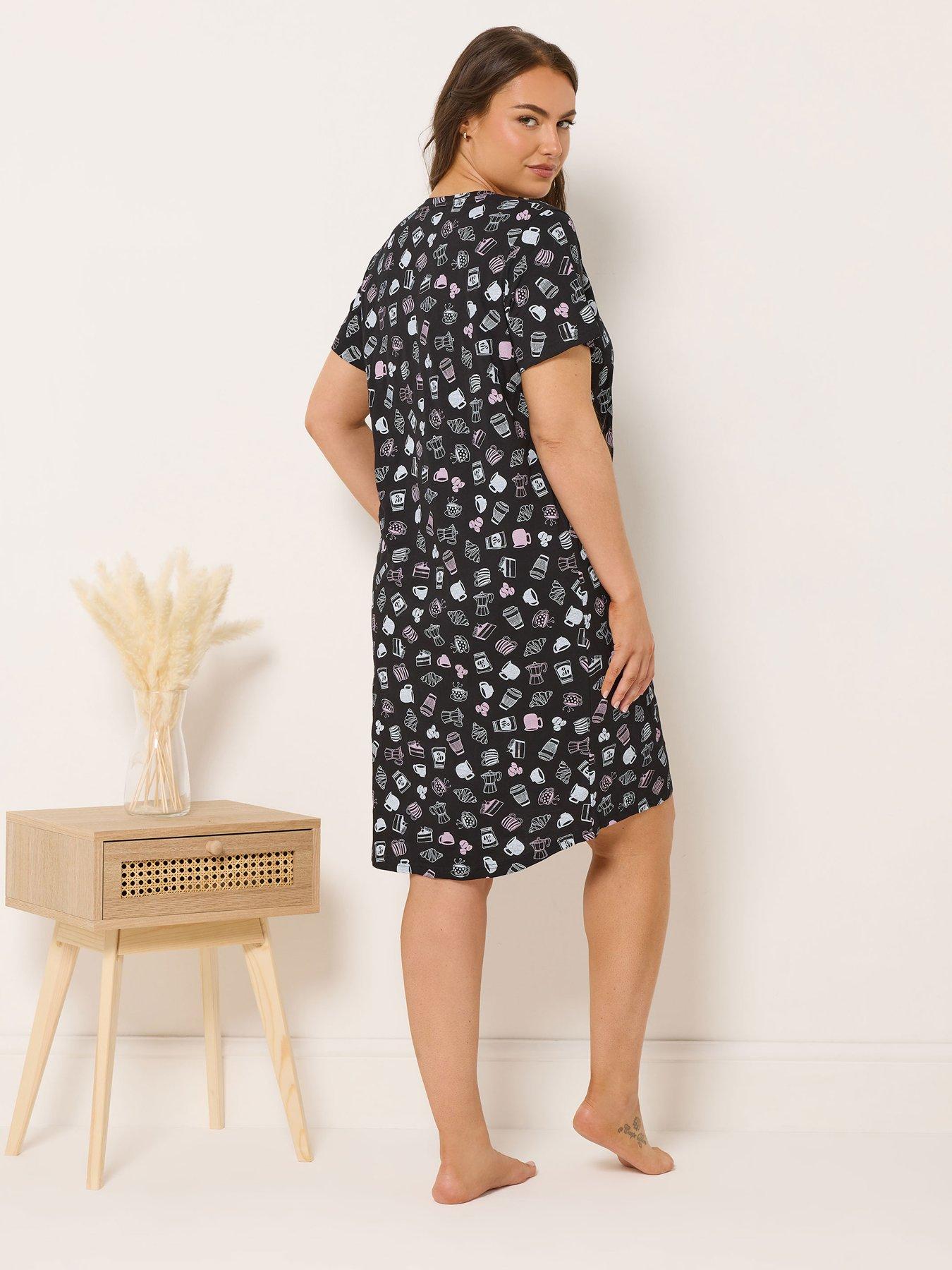 Image 5 of 7 of Yours Curve 2 Pack Coffee Nightdress - Grey